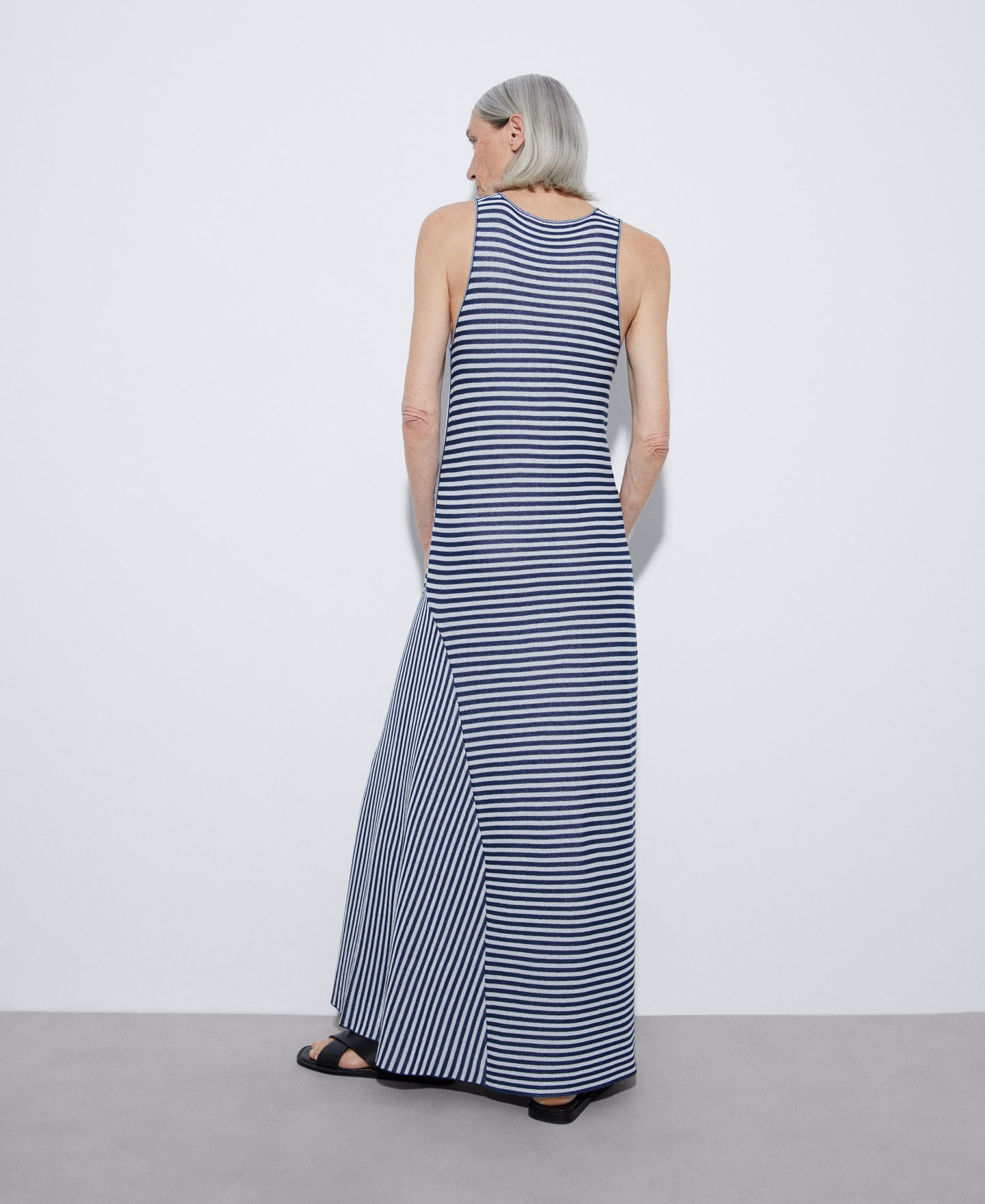 Striped long dress in viscose image number 2