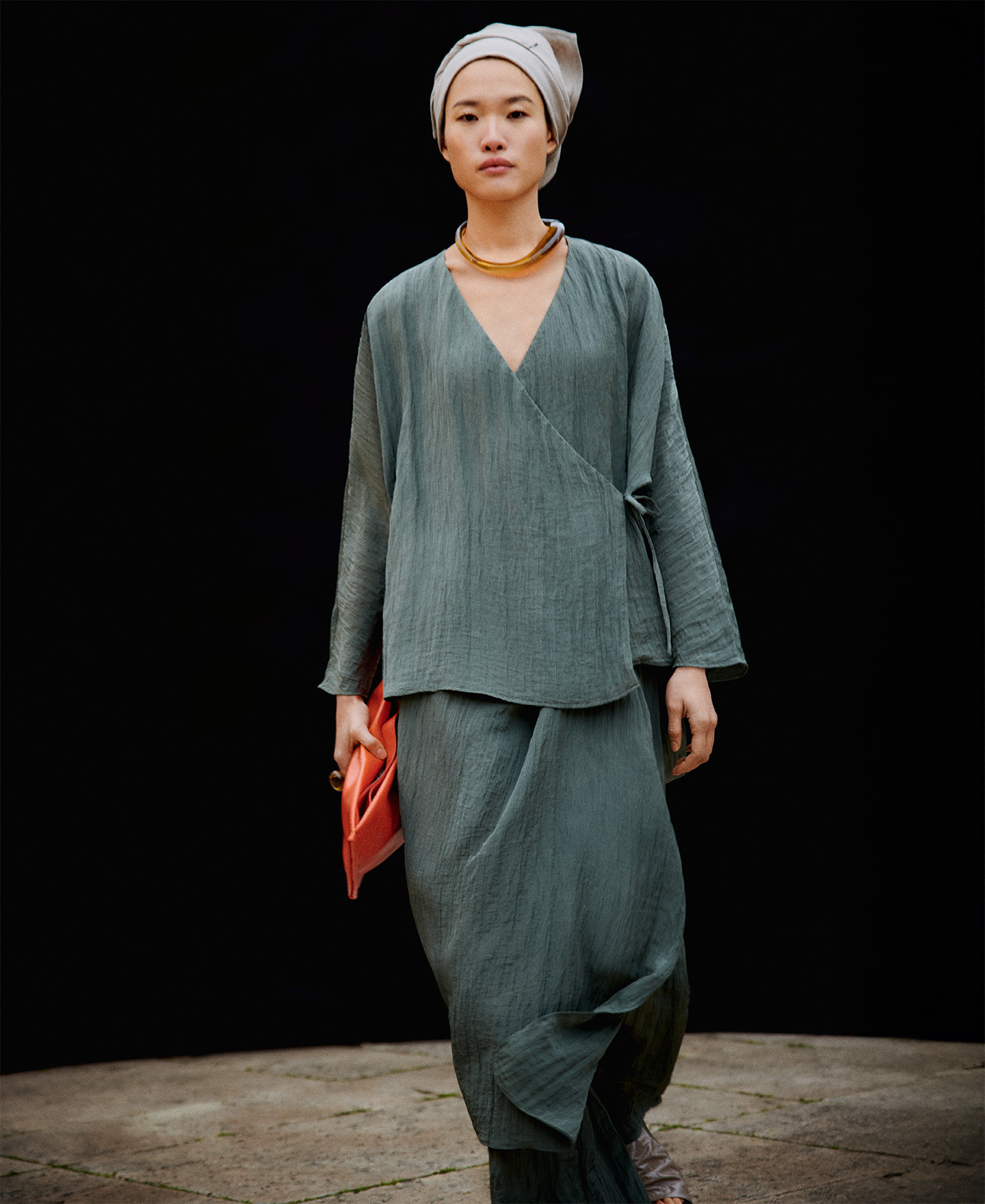 Recycled polyester wrap-over blouse woma image number 1