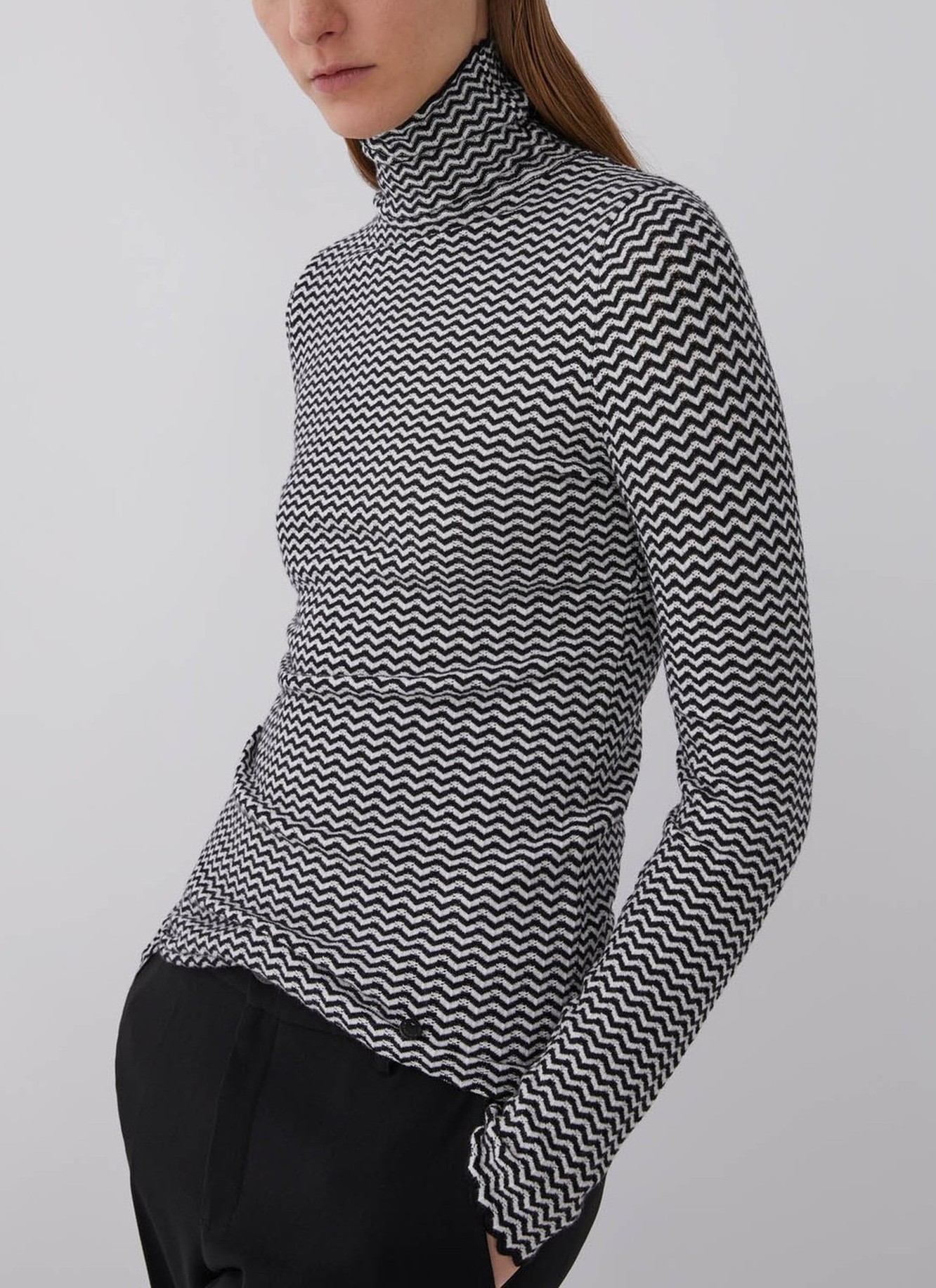 Viscose herringbone print sweater image number 0