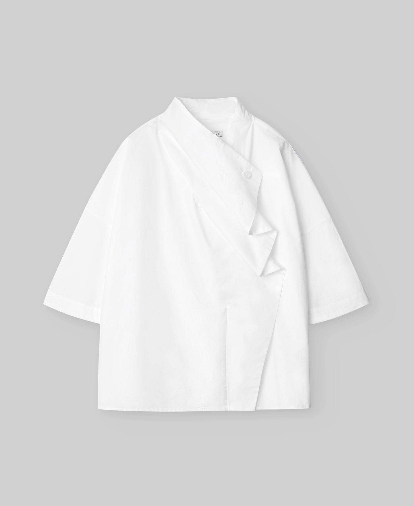 Draped neck cotton shirt woman image number 4