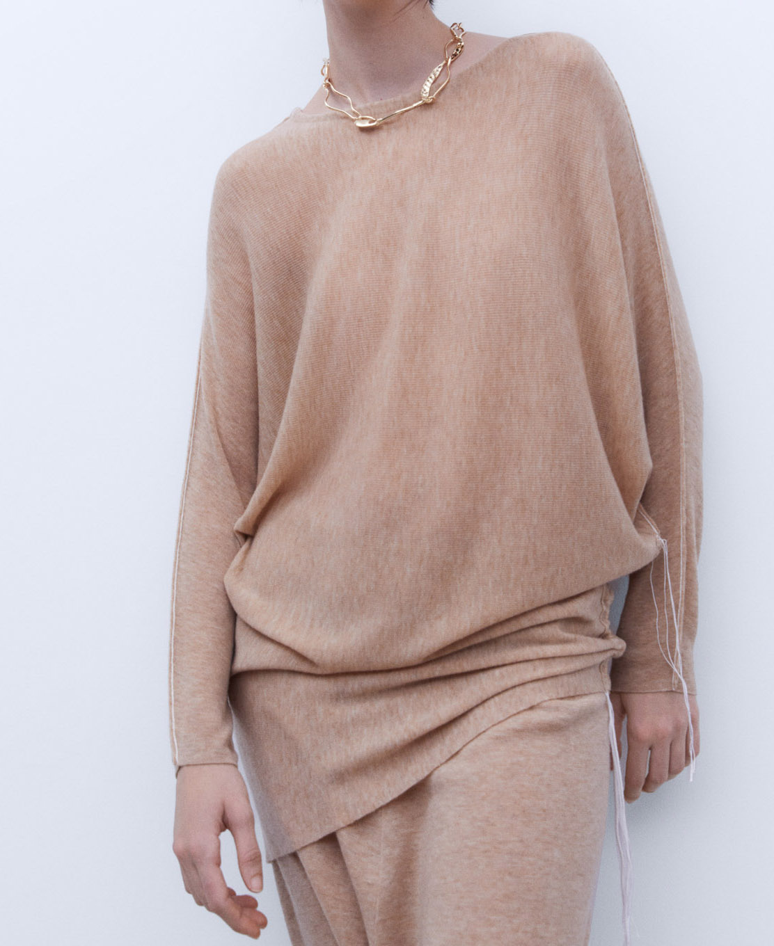 Batwing sleeve merino wool sweater image number 0