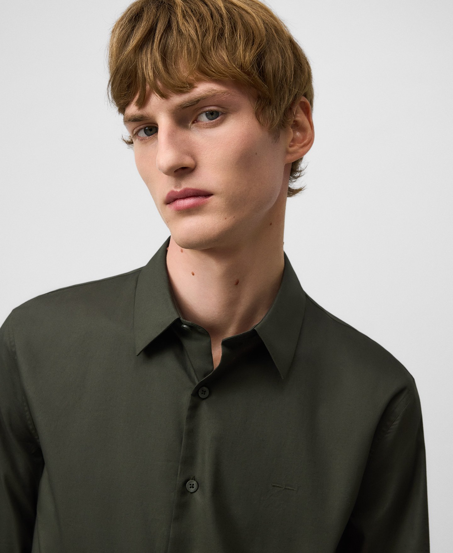 Regular fit lapel collar shirt man image number 3