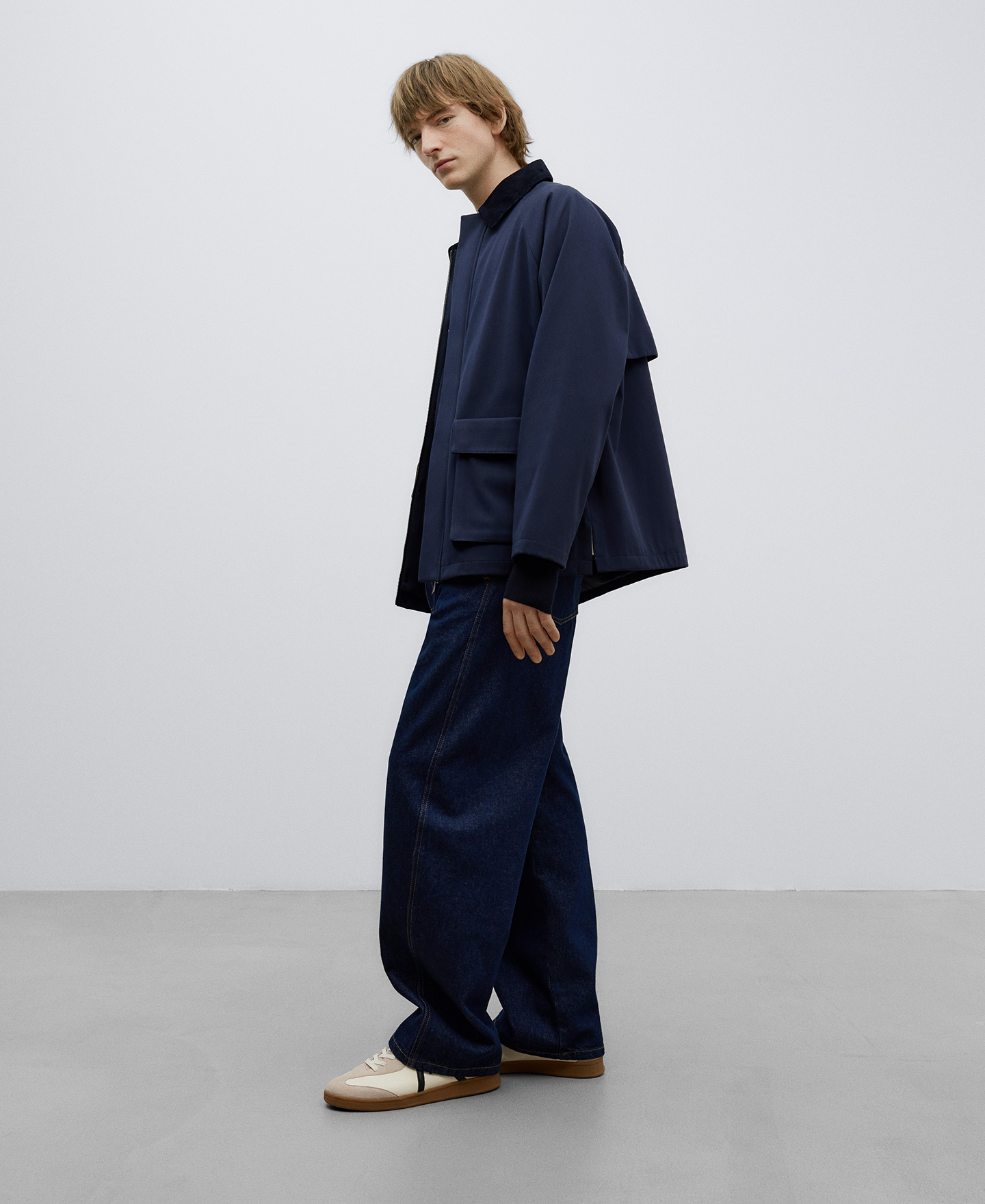 Navy blue coat man image number 1
