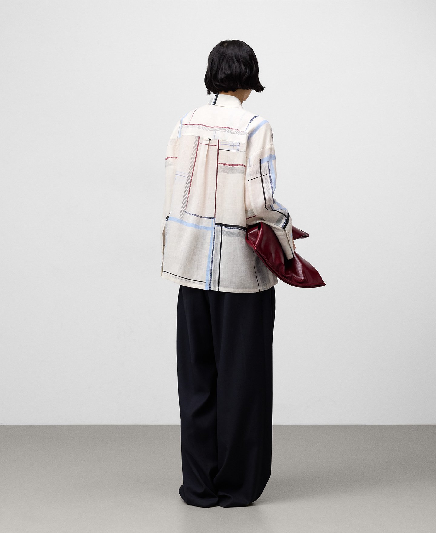 Ramie printed oversize shirt woman image number 2