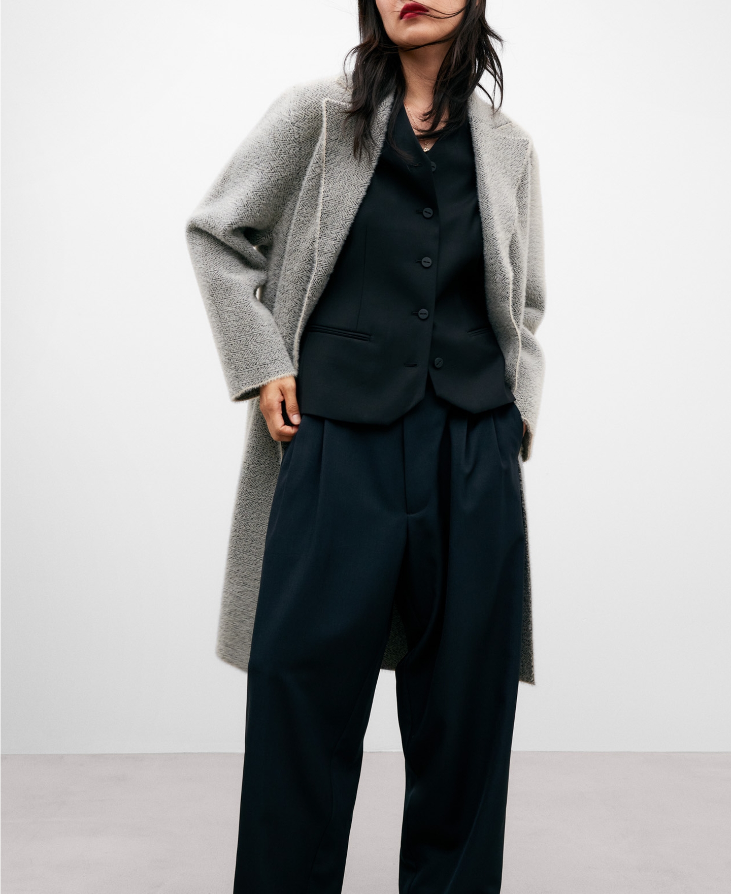 Two-tone nylon fabric coat for women image number 0