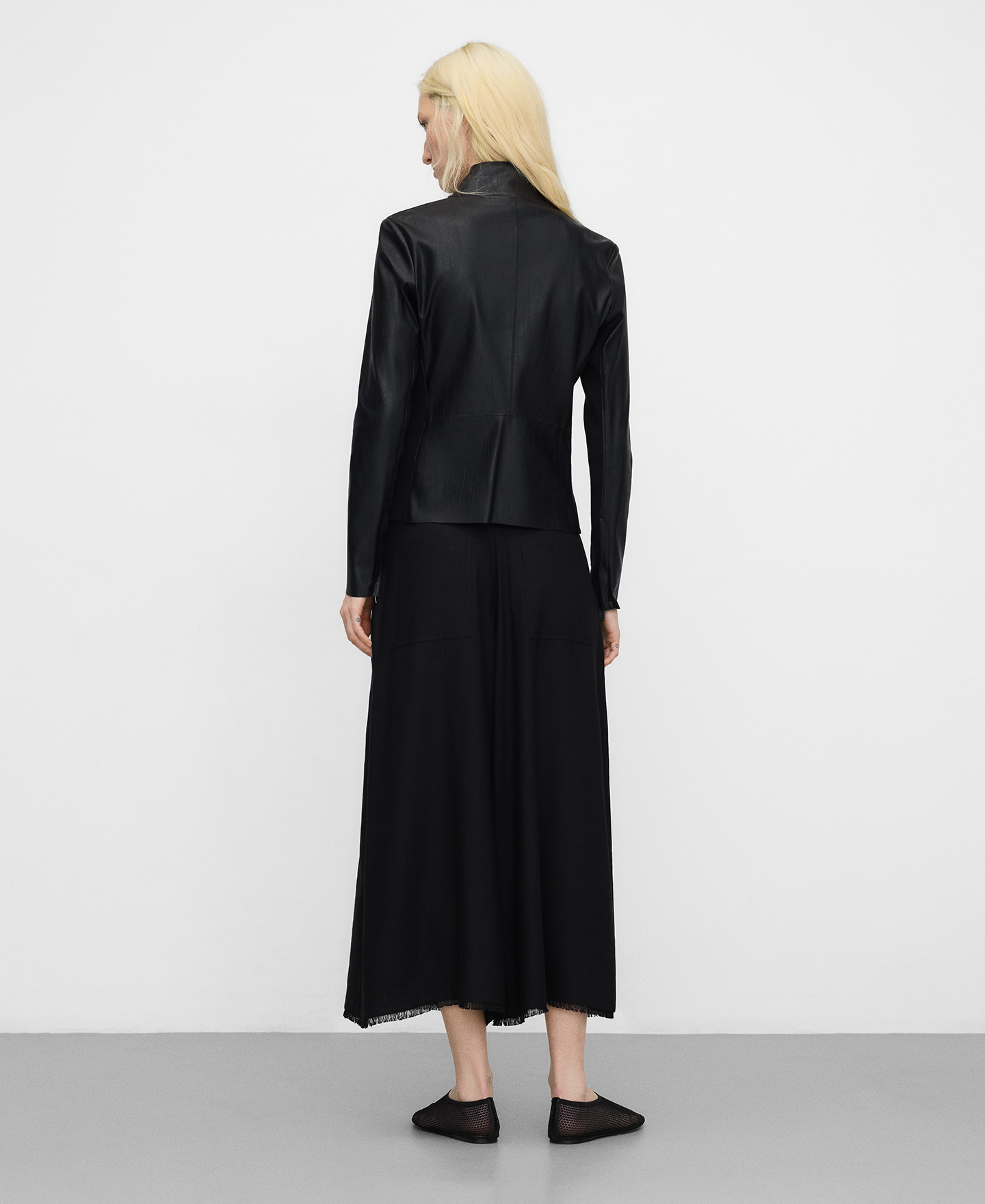 Leather-Non-Leather fitted jacket image number 2