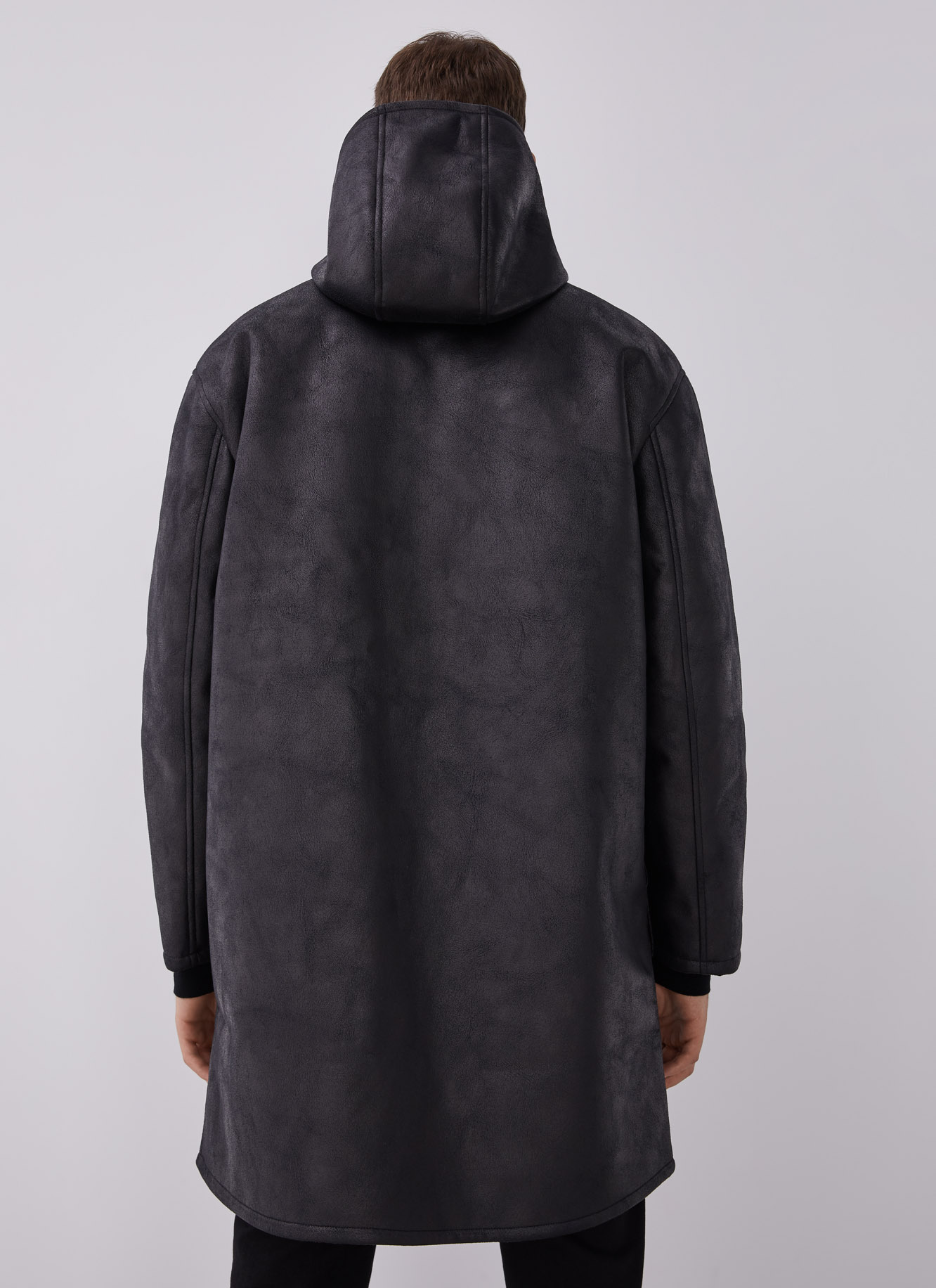 Eco leather hooded three-quarter coat image number 1