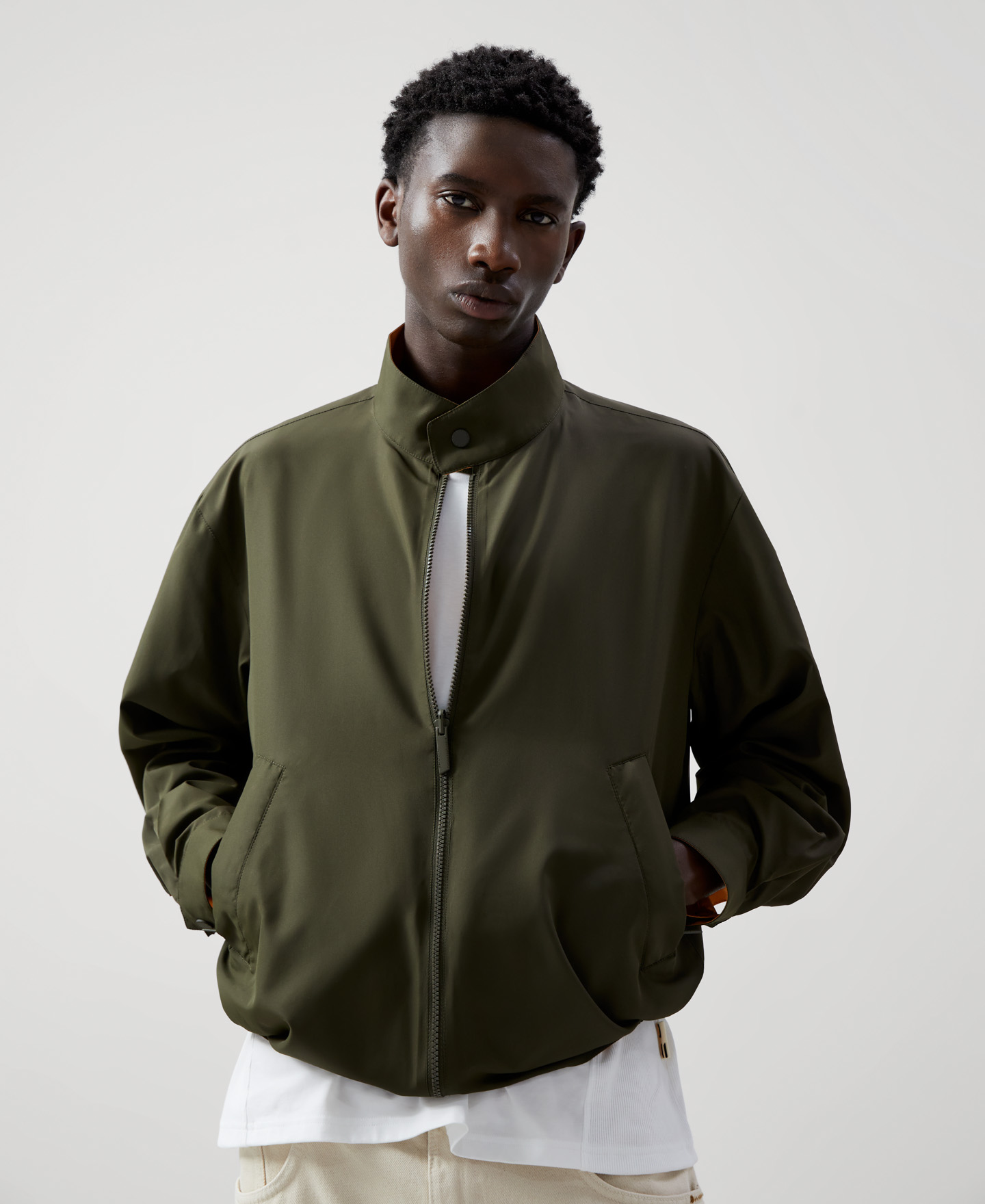 Reversible Mandarin collar Harrington image number 5