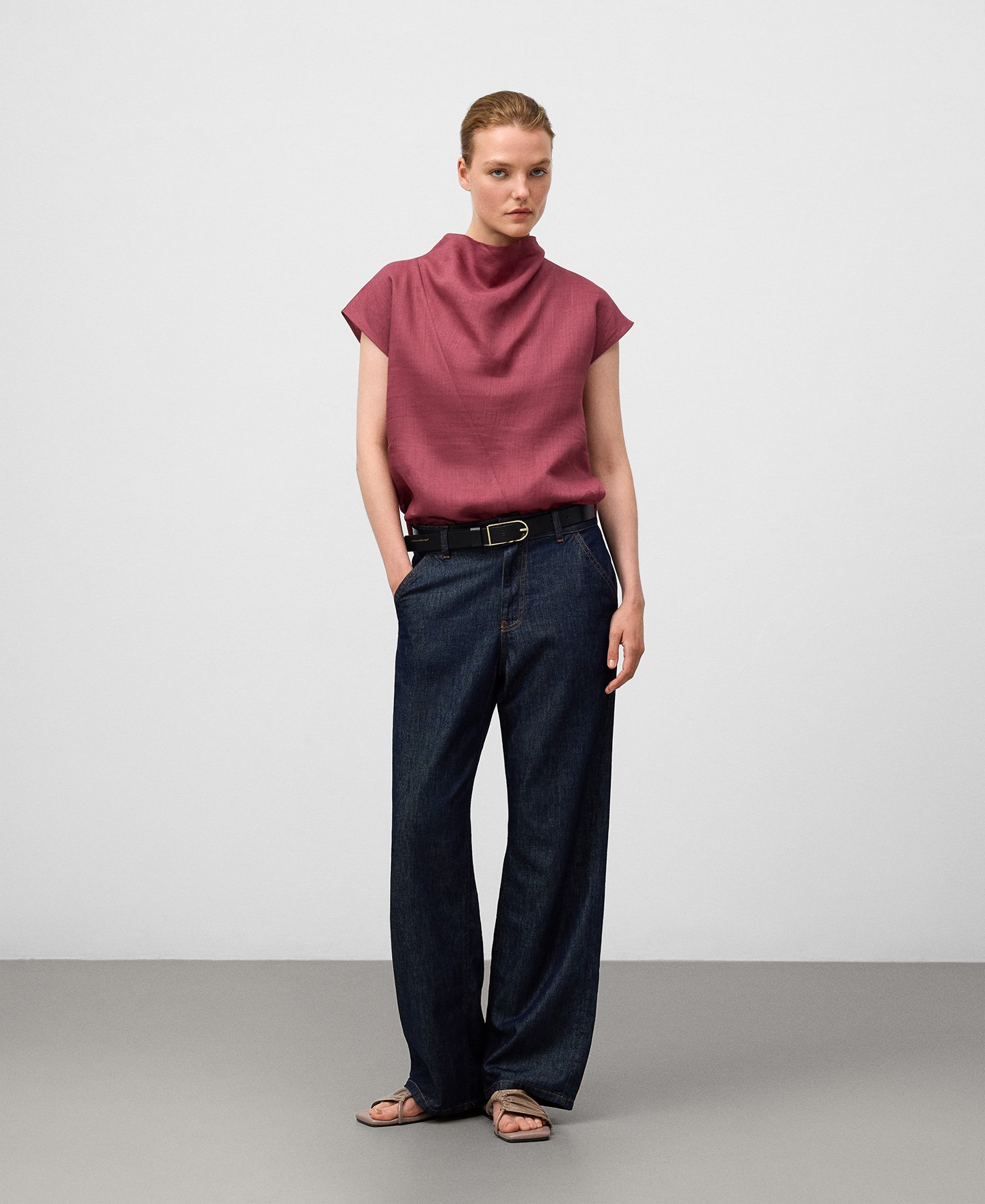 Ramie draped top woman image number 1