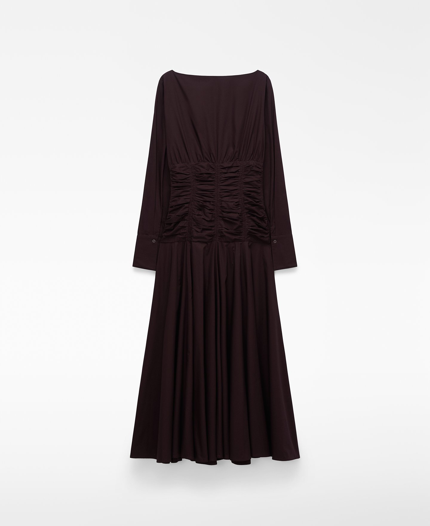 Gathered waist cotton midi dress image number 5