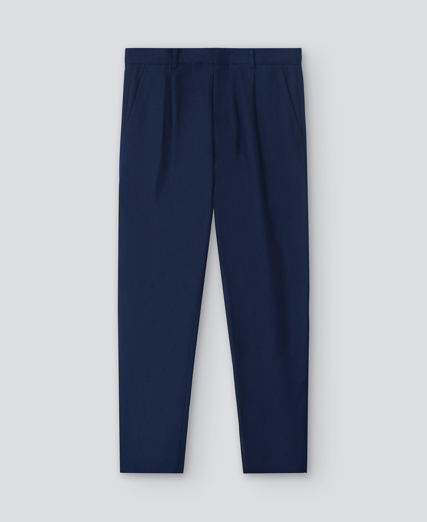 Pantalón en lino y algodón azul hombre image number 4