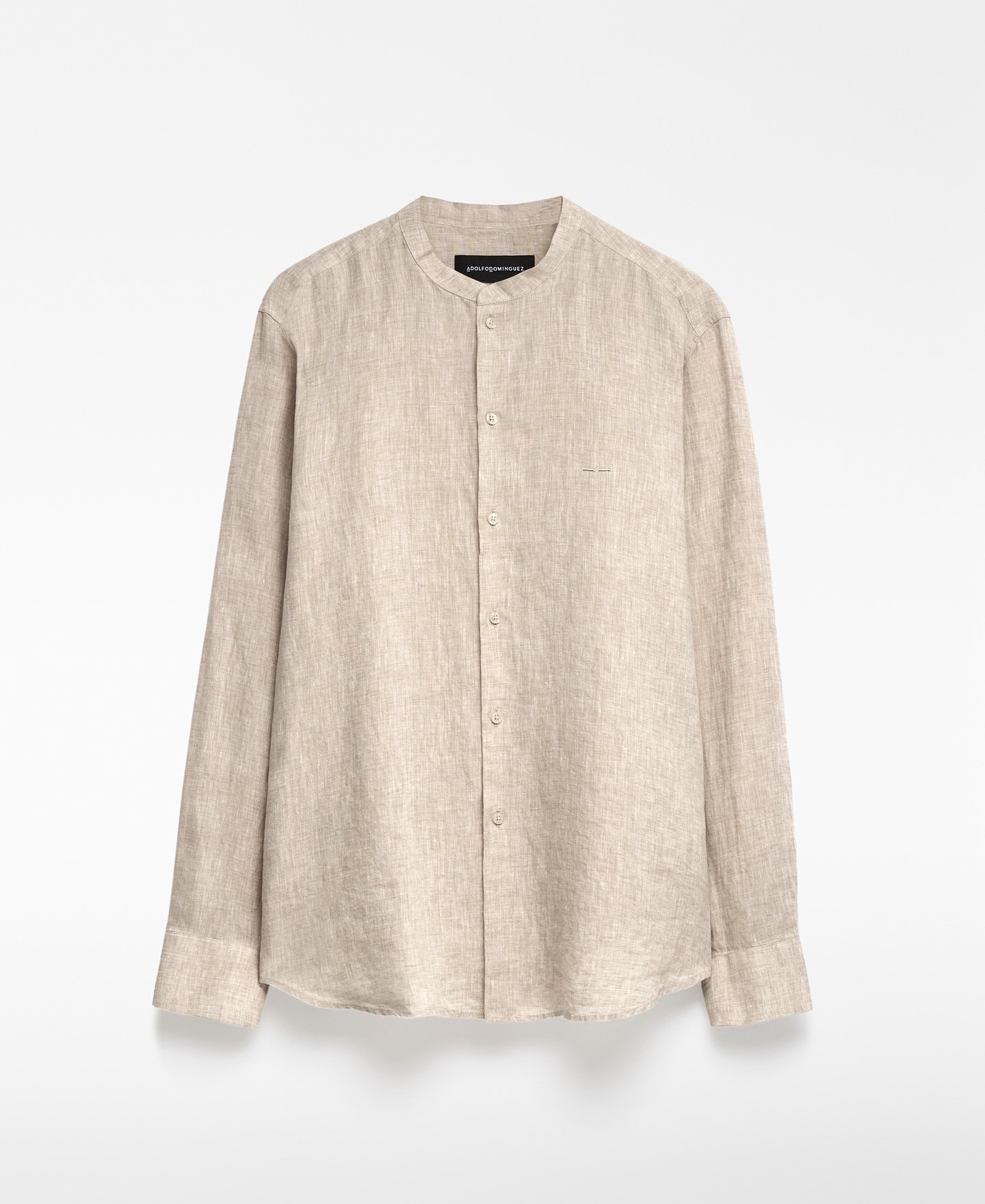 European linen Mandarin collar shirt man image number 4