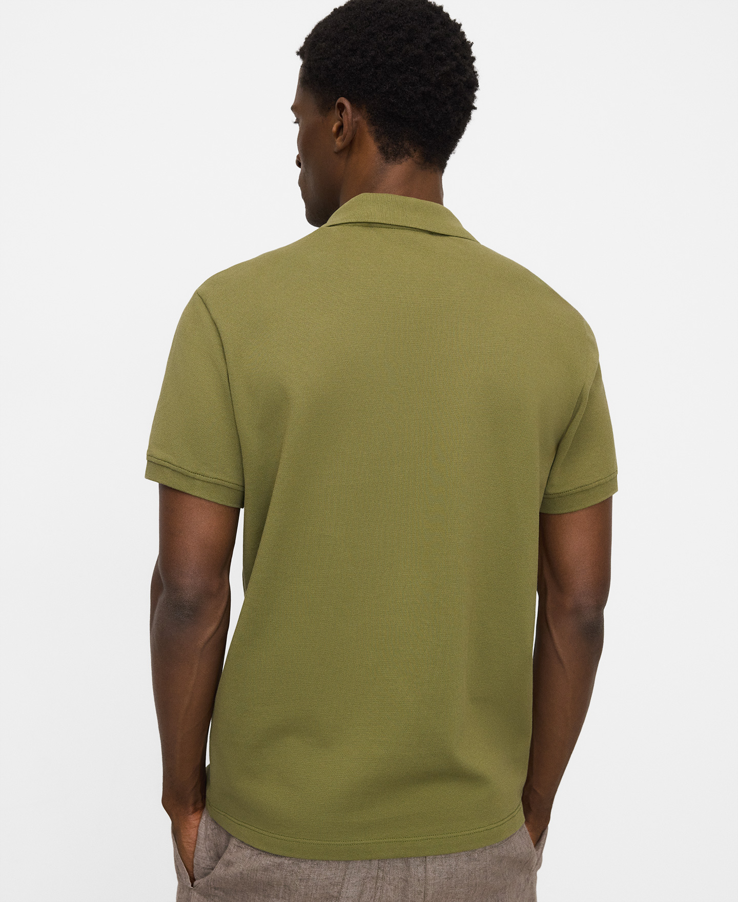 Cotton slim fit zip polo shirt image number 2