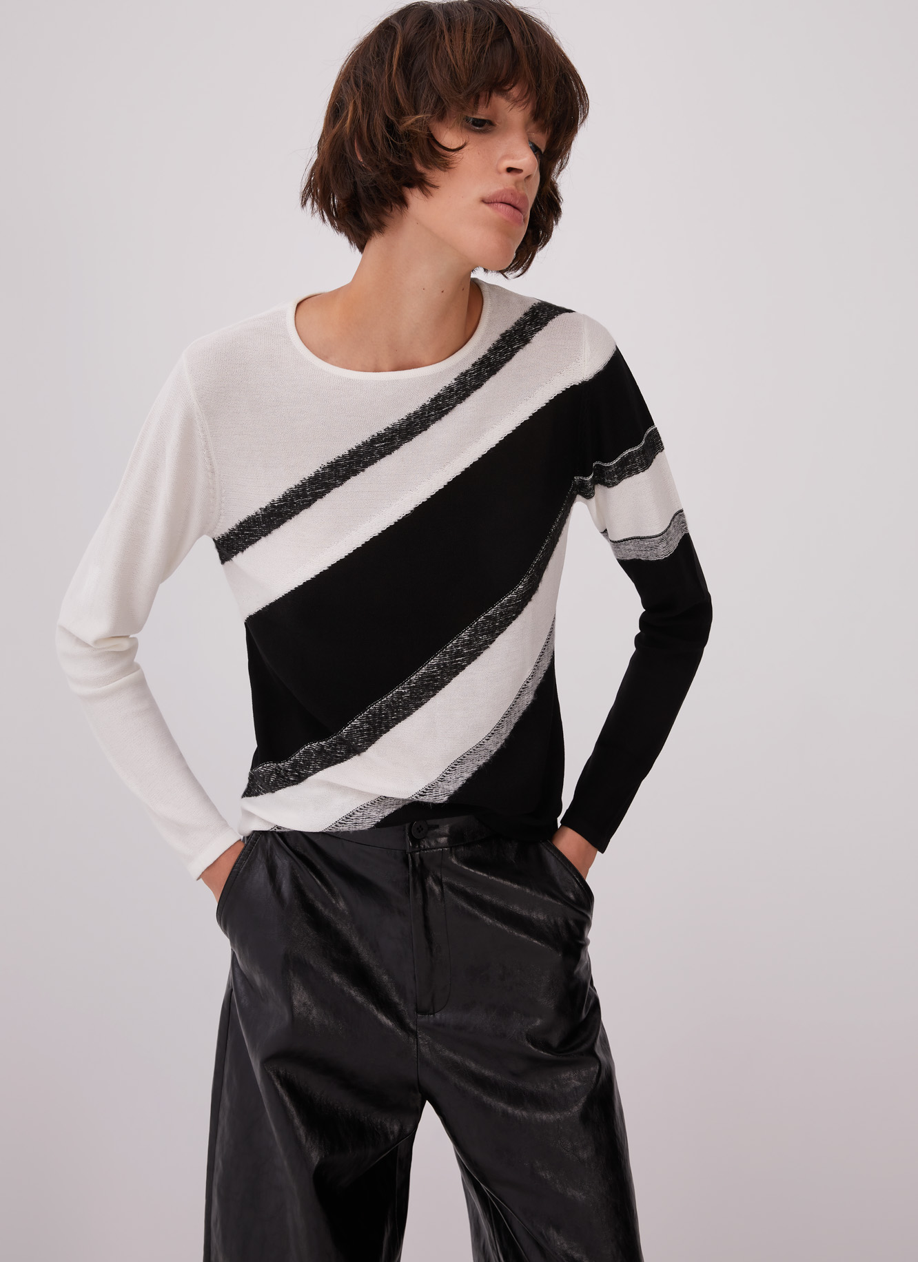 Jersey con intarsia y cuello caja image number 0