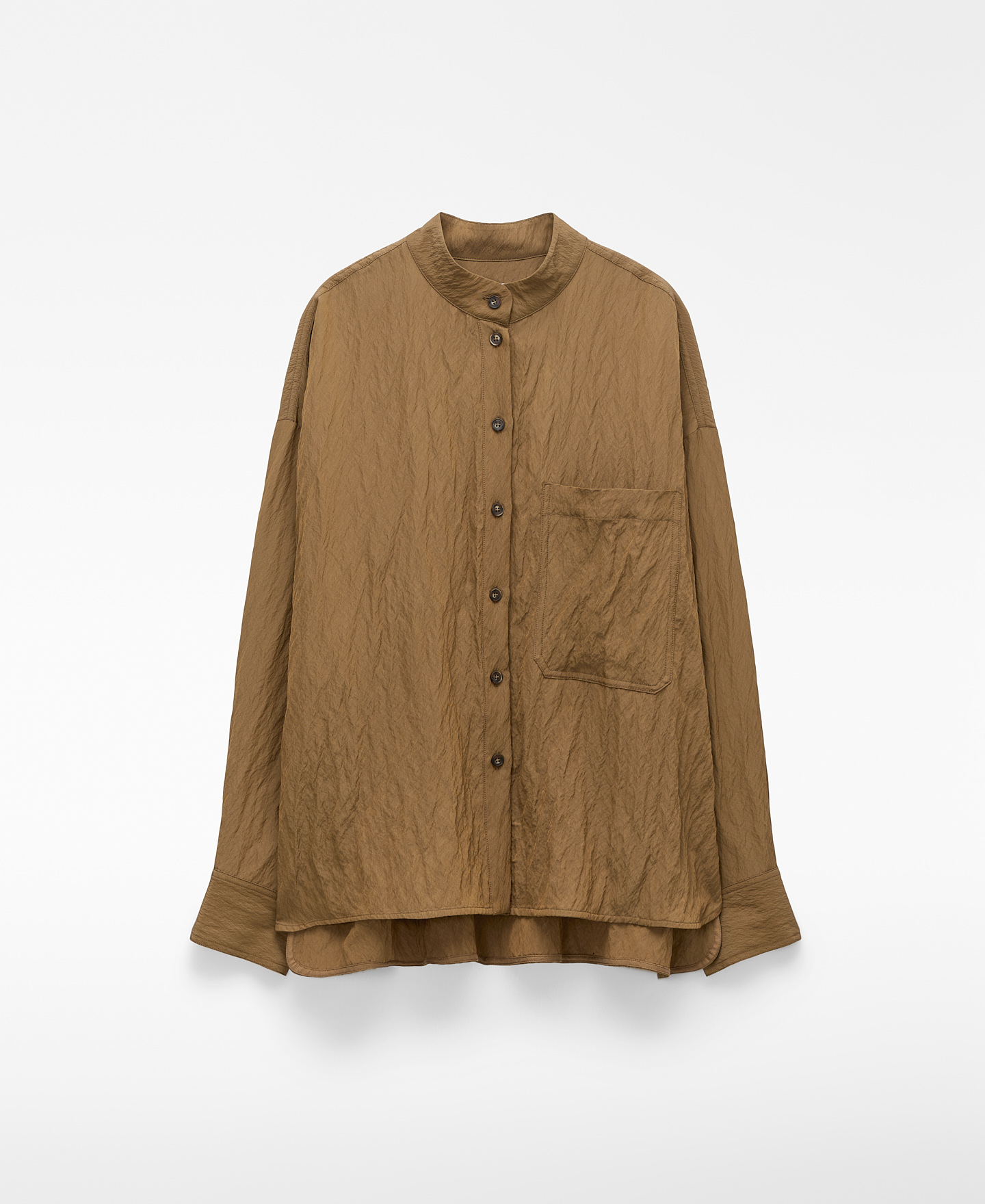 Mandarin collar wrinkled shirt image number 4