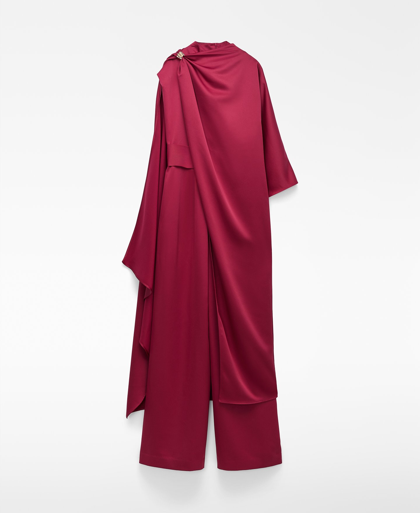 Satin asymmetric jumpsuit with cape image number 4