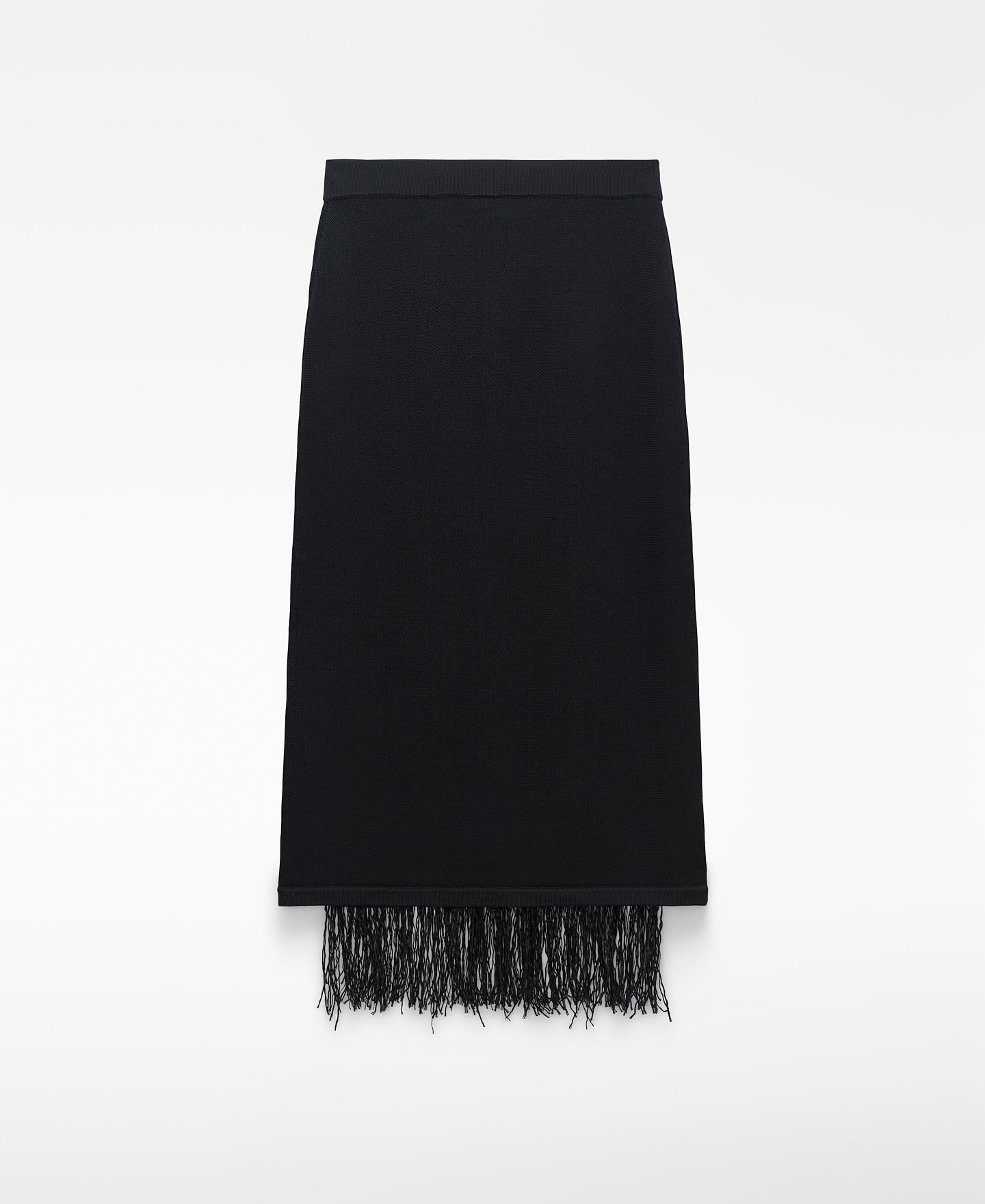 Falda recta punto intarsia flecos image number 5