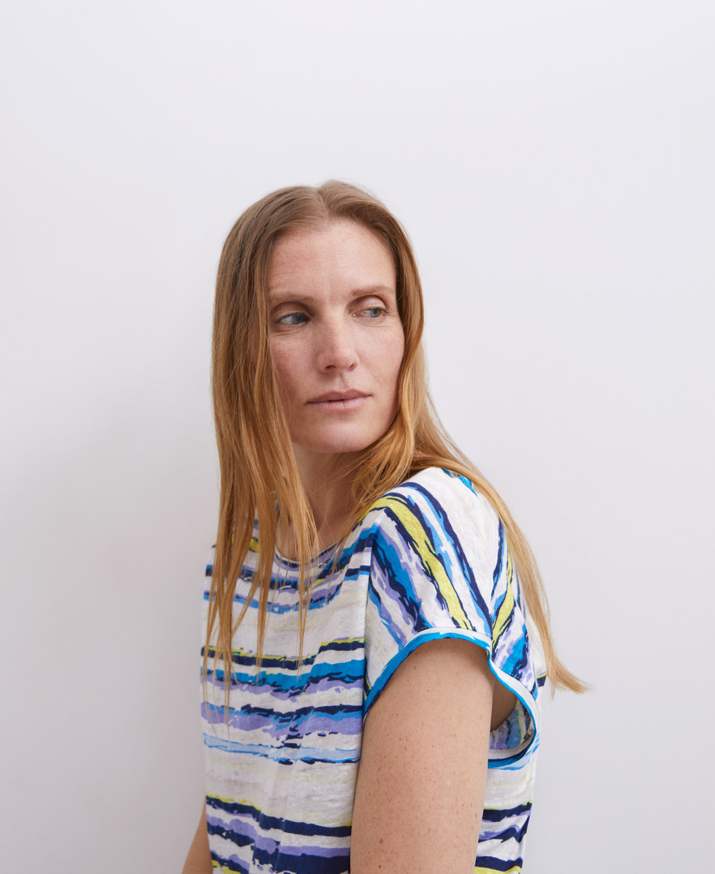 Multicolored striped linen t-shirt image number 1
