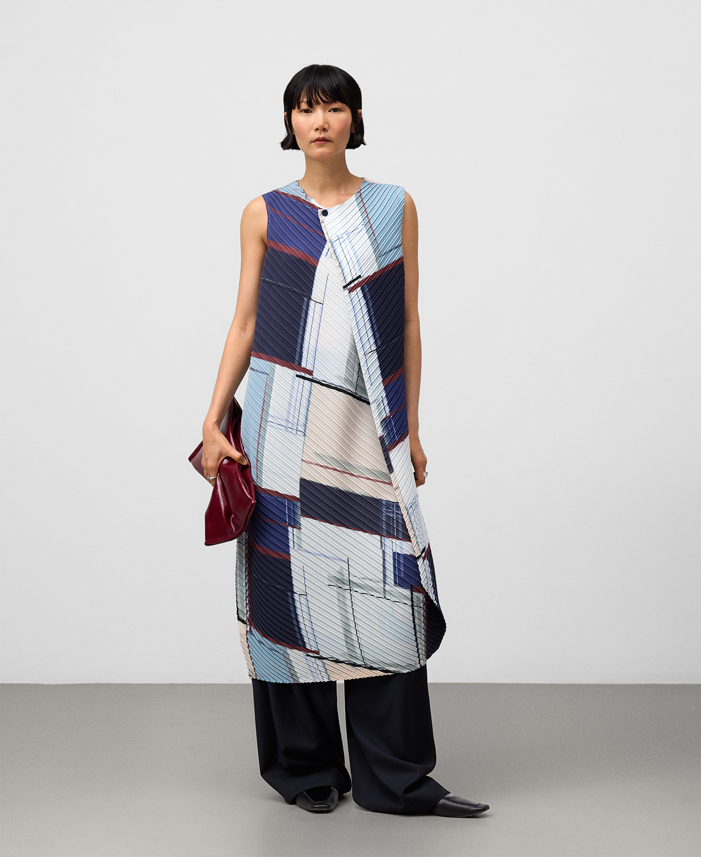 Printed crinkle midi dress woman image number 1