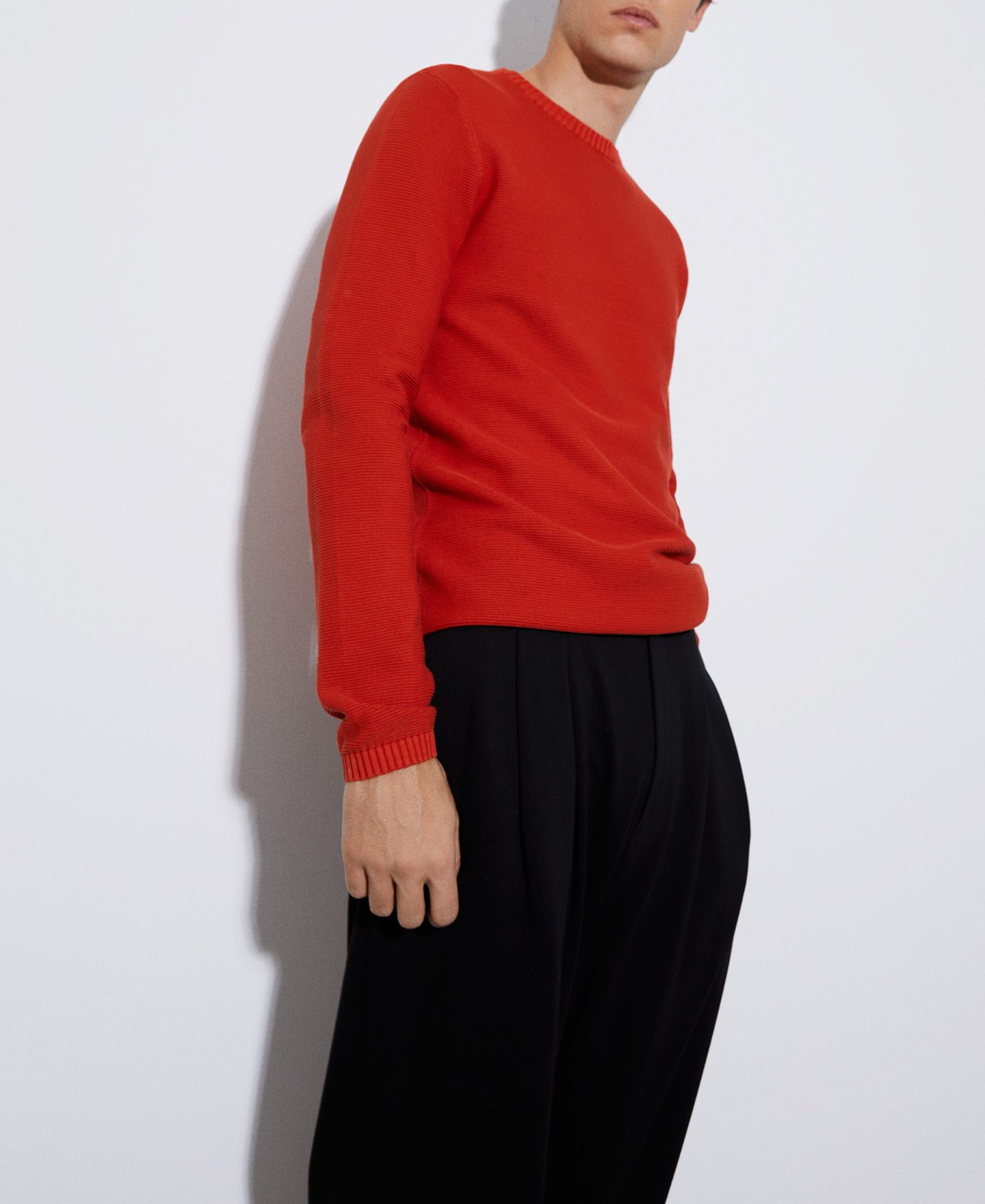 Cotton pique knit sweater image number 0