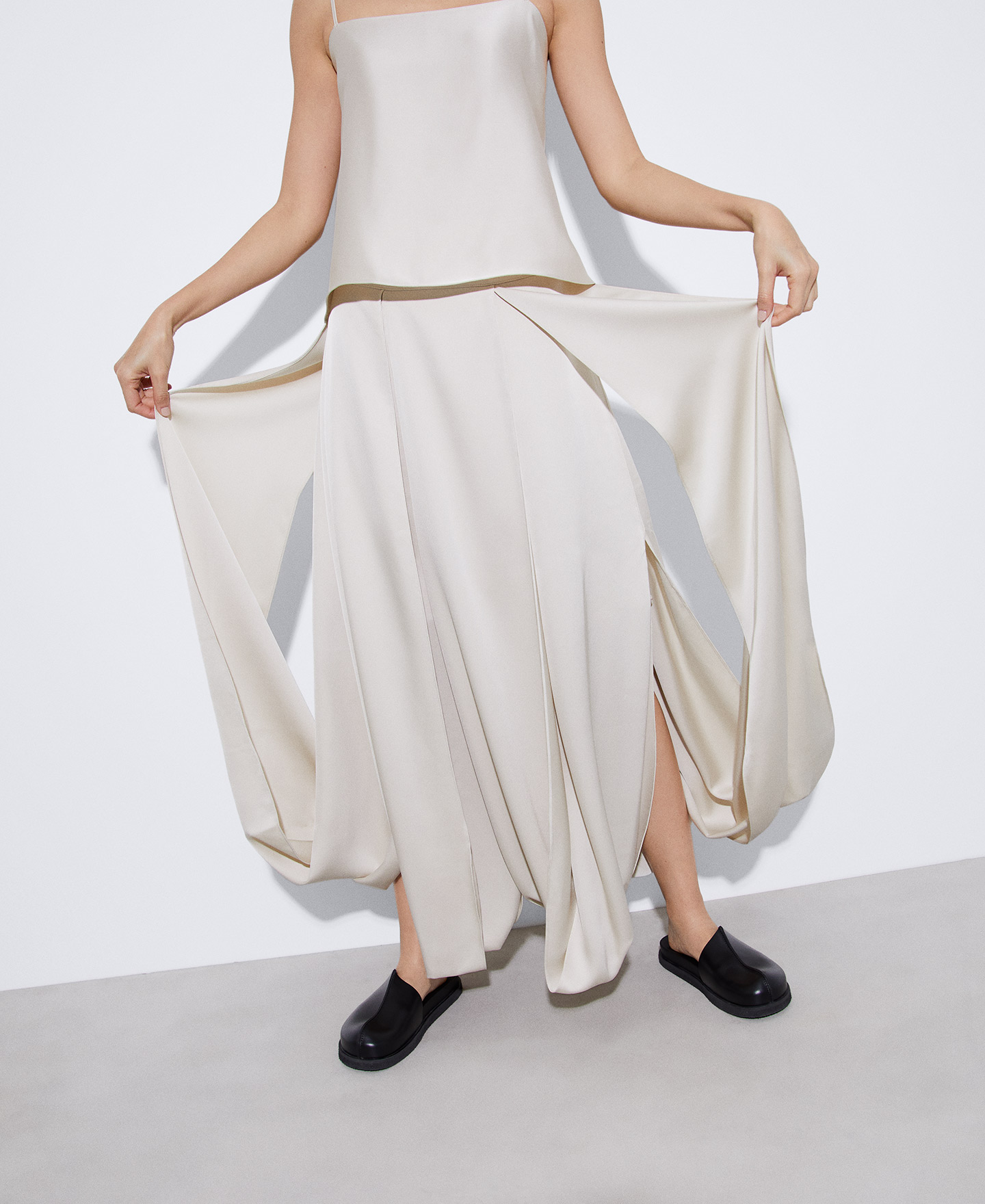 Overlapping straps skirt in polyester image number 0