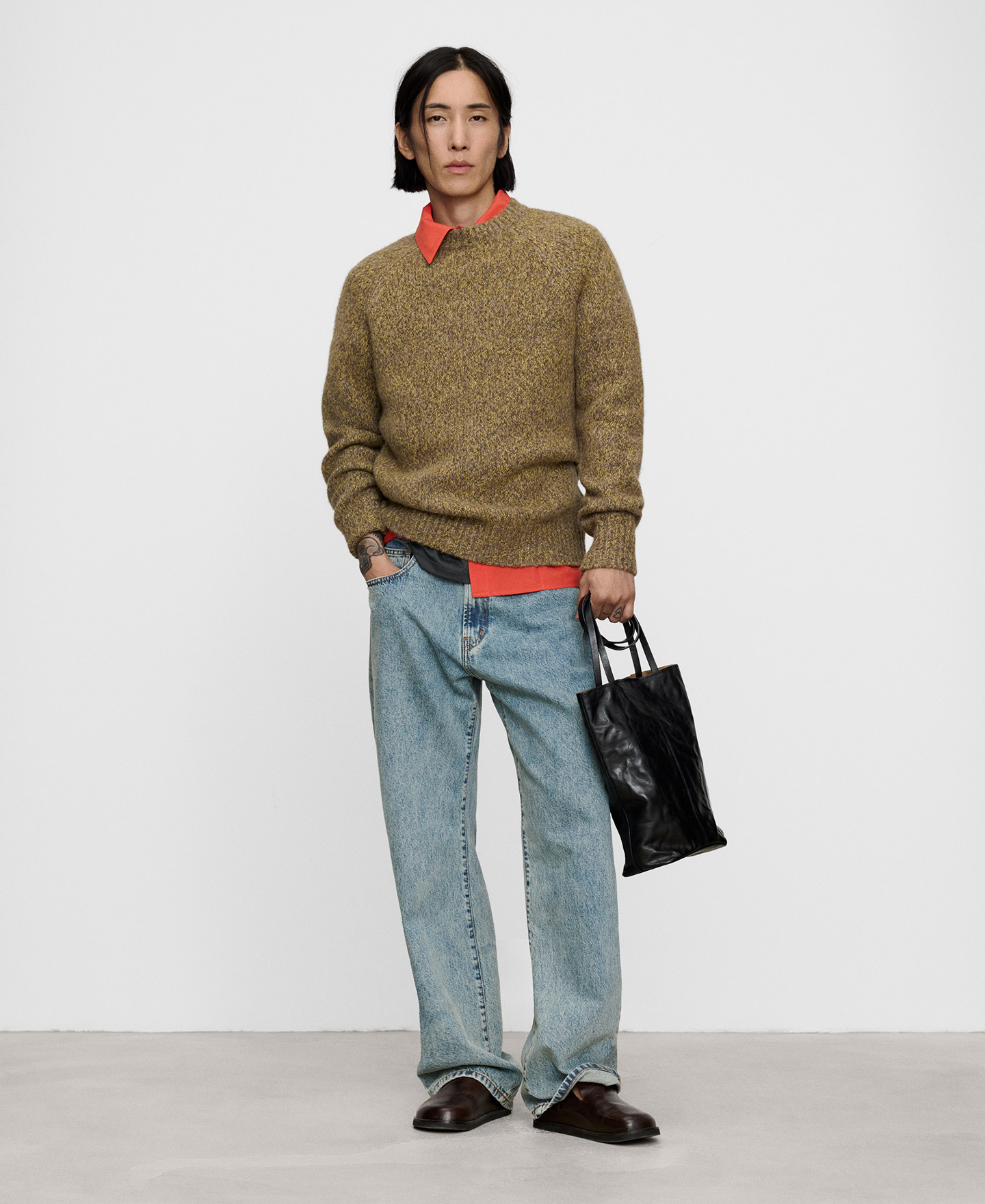 Melierter Strickpullover mit Raglan&auml;rmeln image number 1