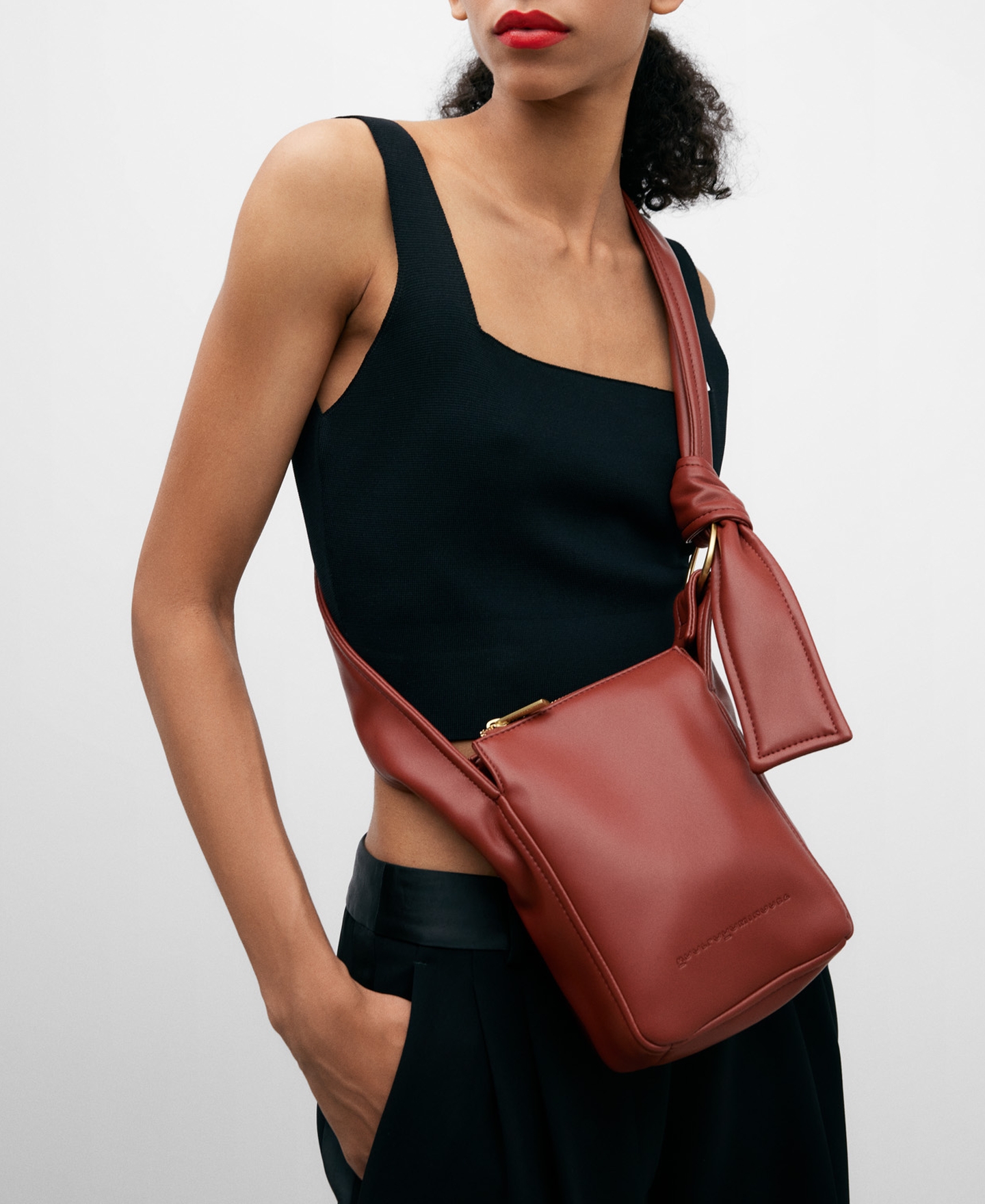 Nappa textured mini shoulder bag image number 4