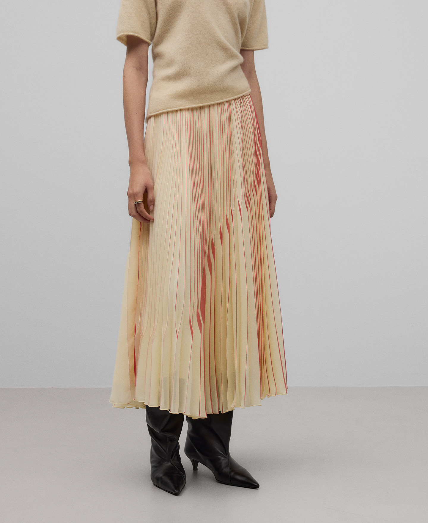 Ecru pleated skirt woman image number 0