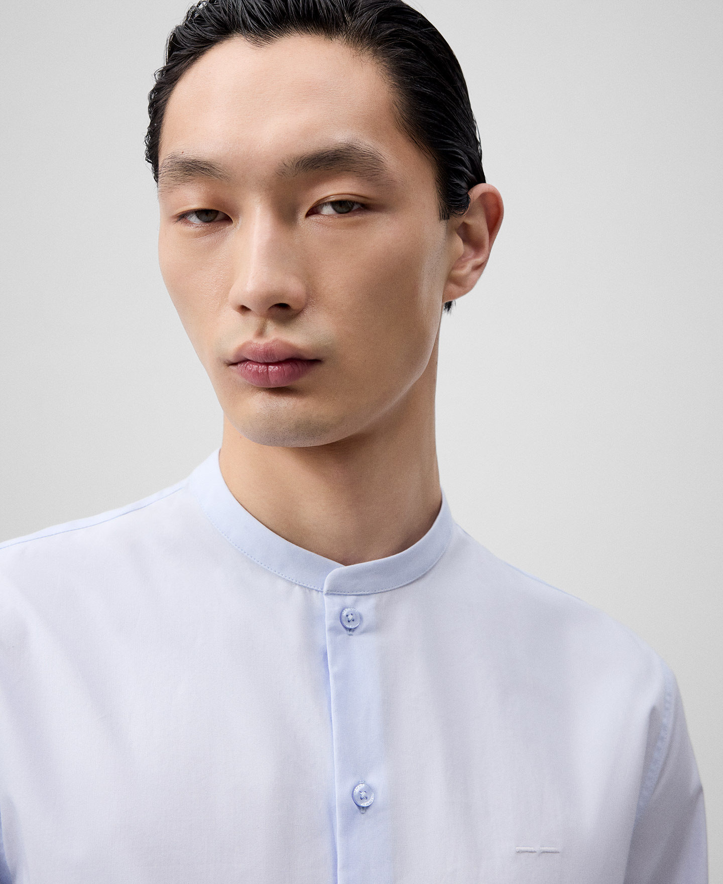 Regular fit Mandarin collar shirt man image number 3