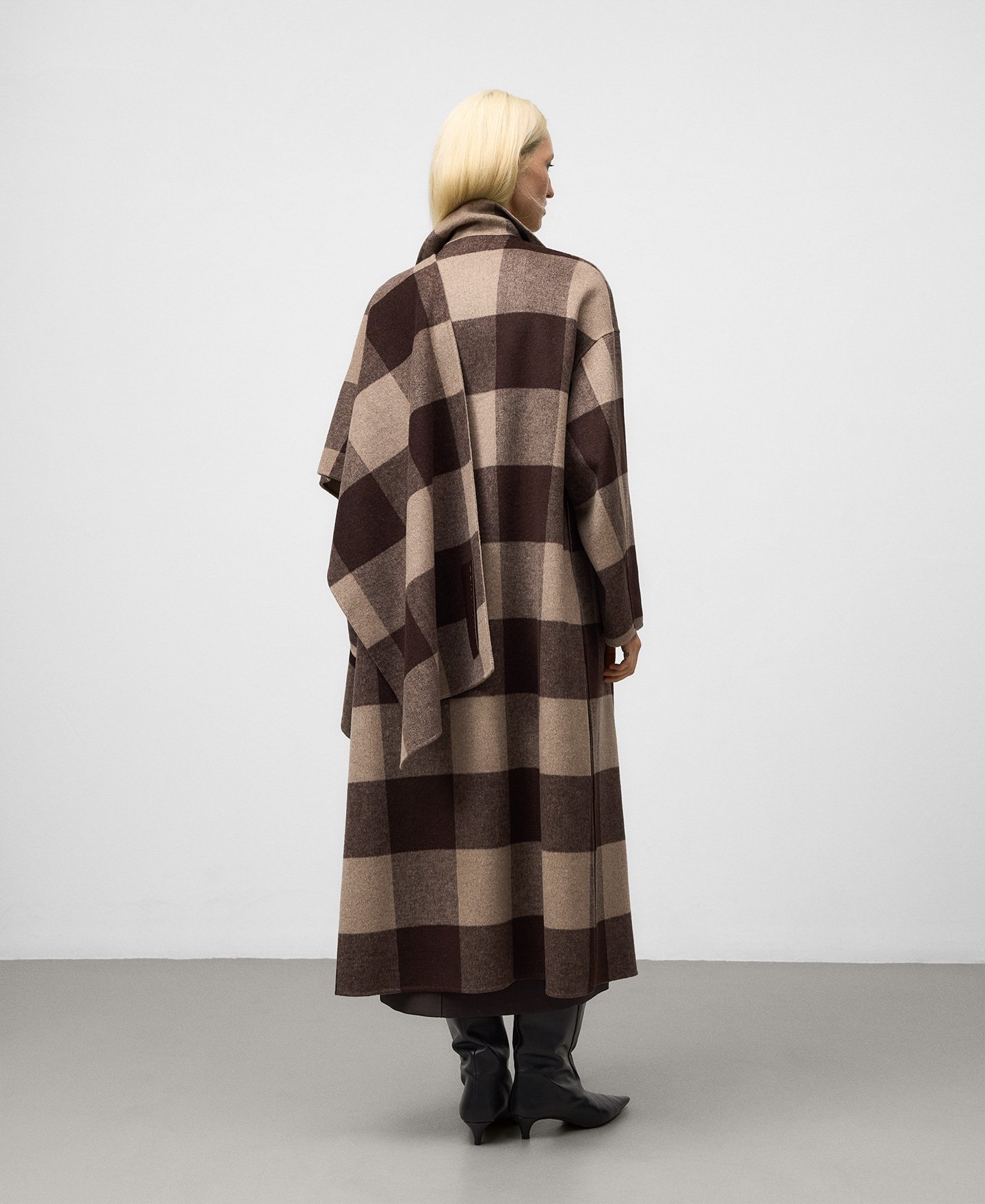 Manteau double face à carreaux pour femme image number 2