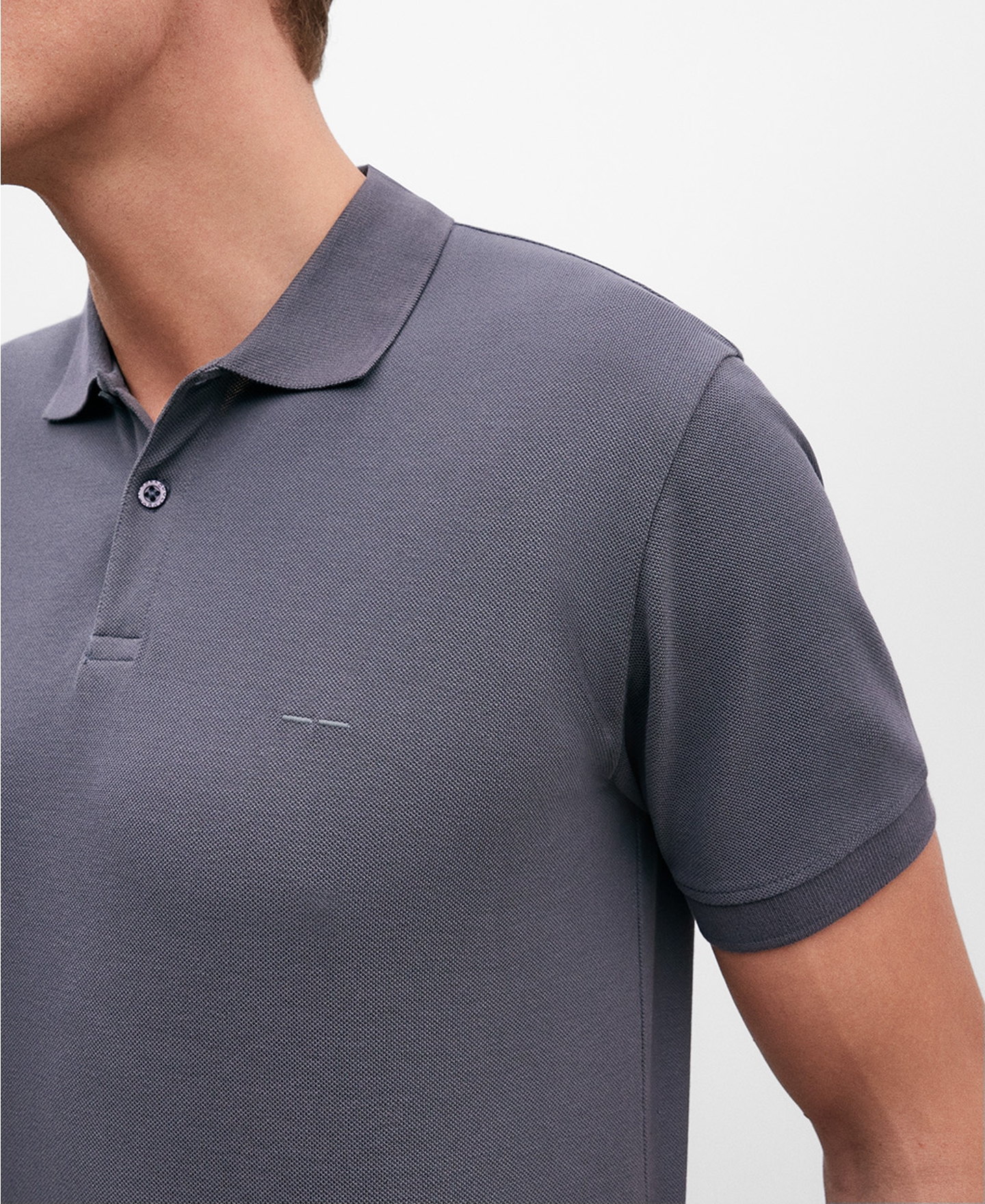 Polo piqué en coton gris homme image number 3