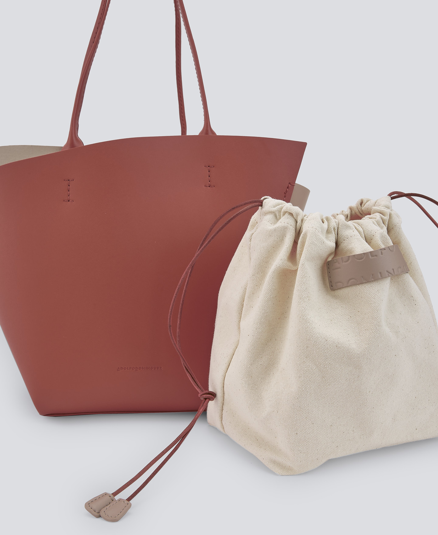 Asymmetric leather shopper bag woman image number 3