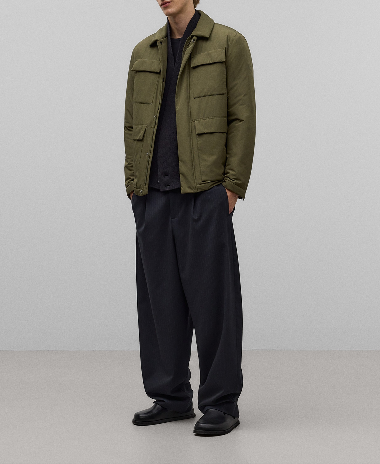Khaki quilted coat man image number 1