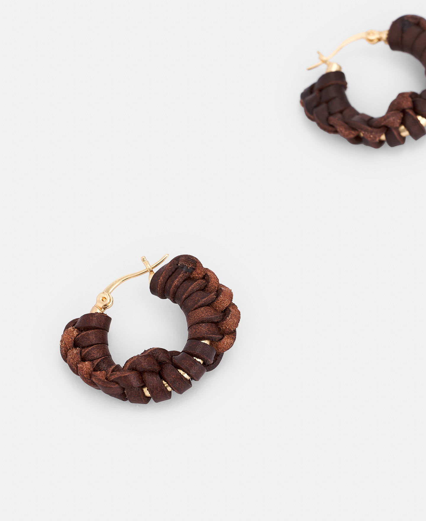 Braided leather hoop earring image number 2
