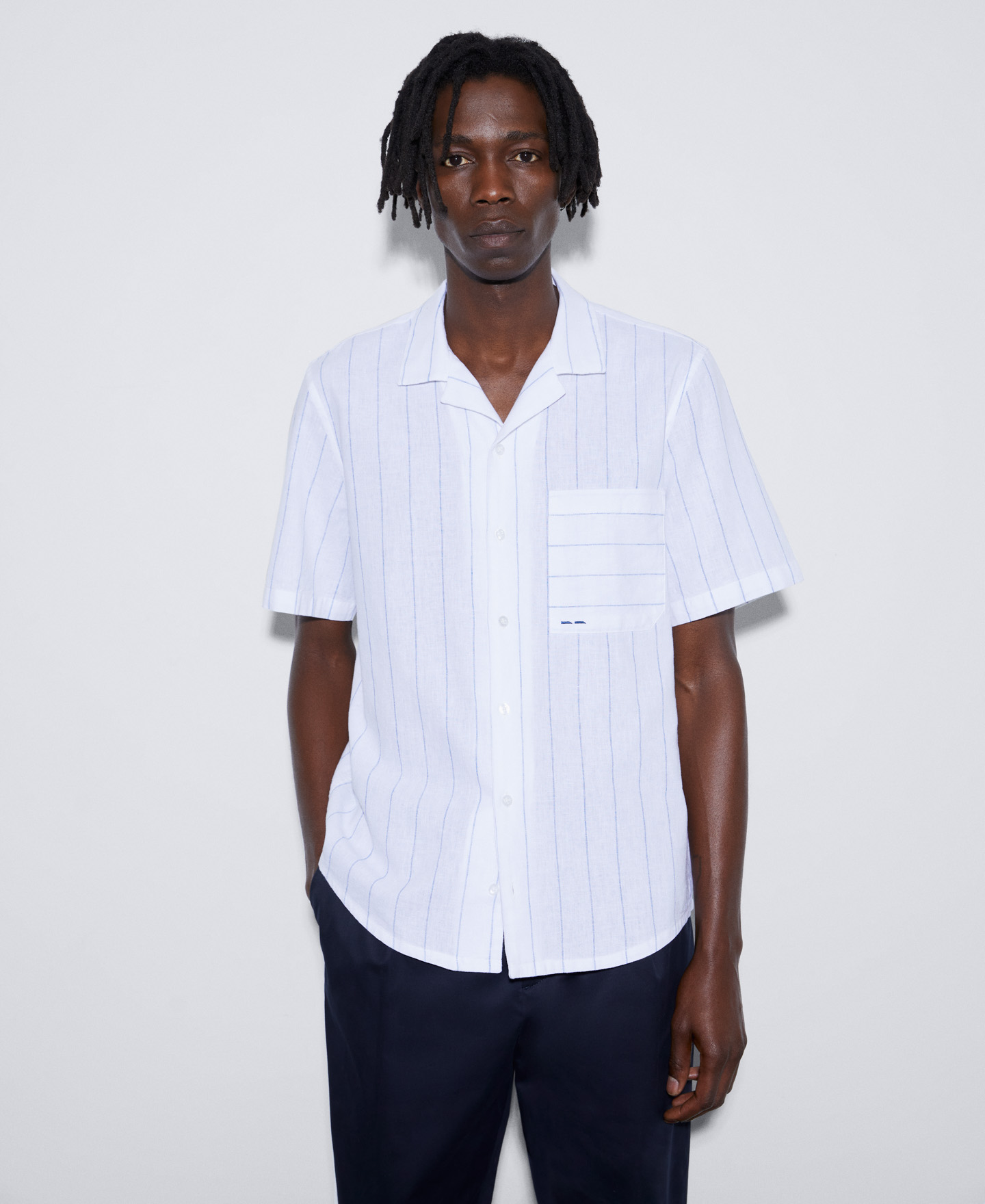 Striped bowling collar shirt image number 0