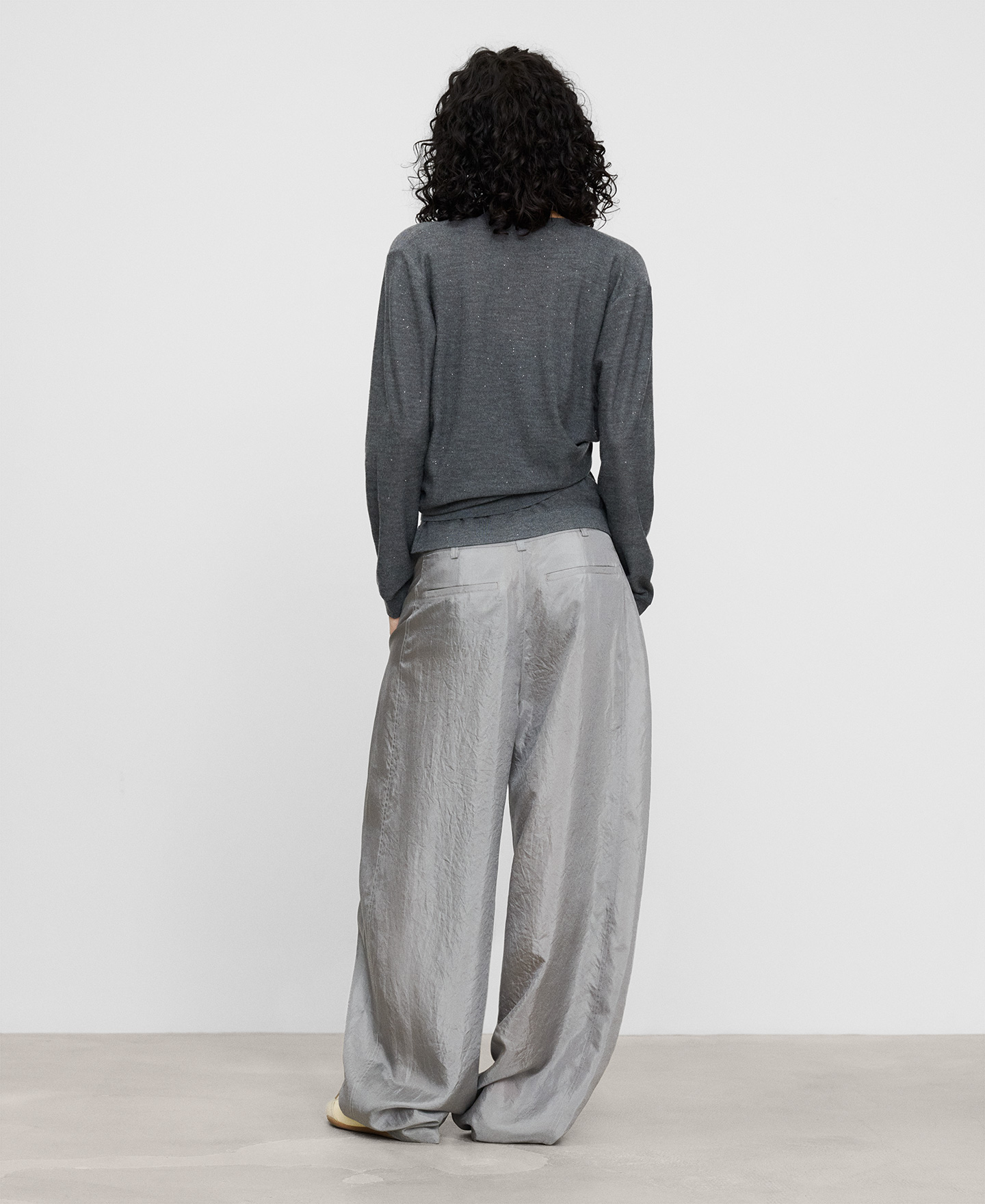 Merino wool cardigan with micro sequins image number 2