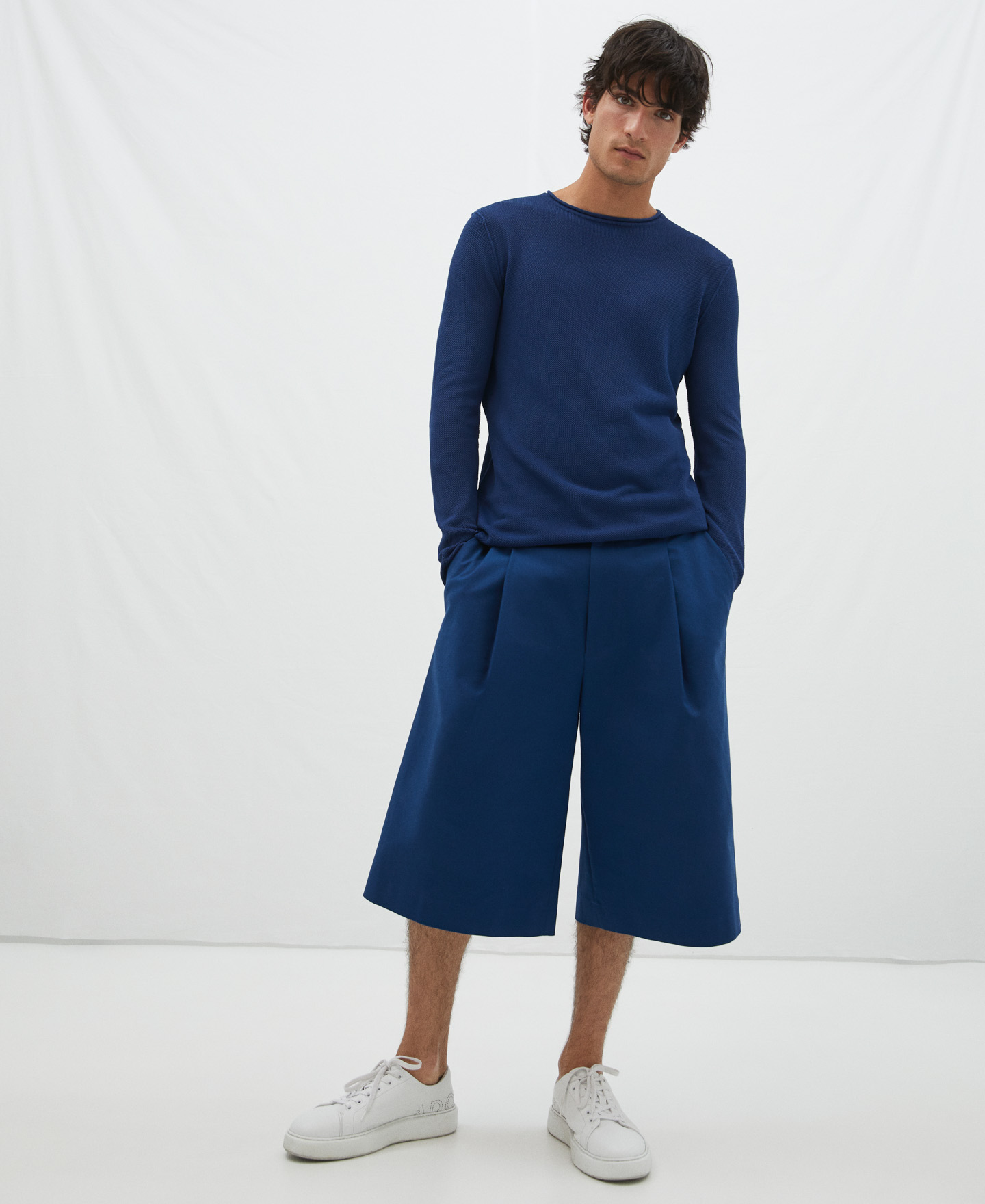 Cotton and viscose round neck sweater image number 1