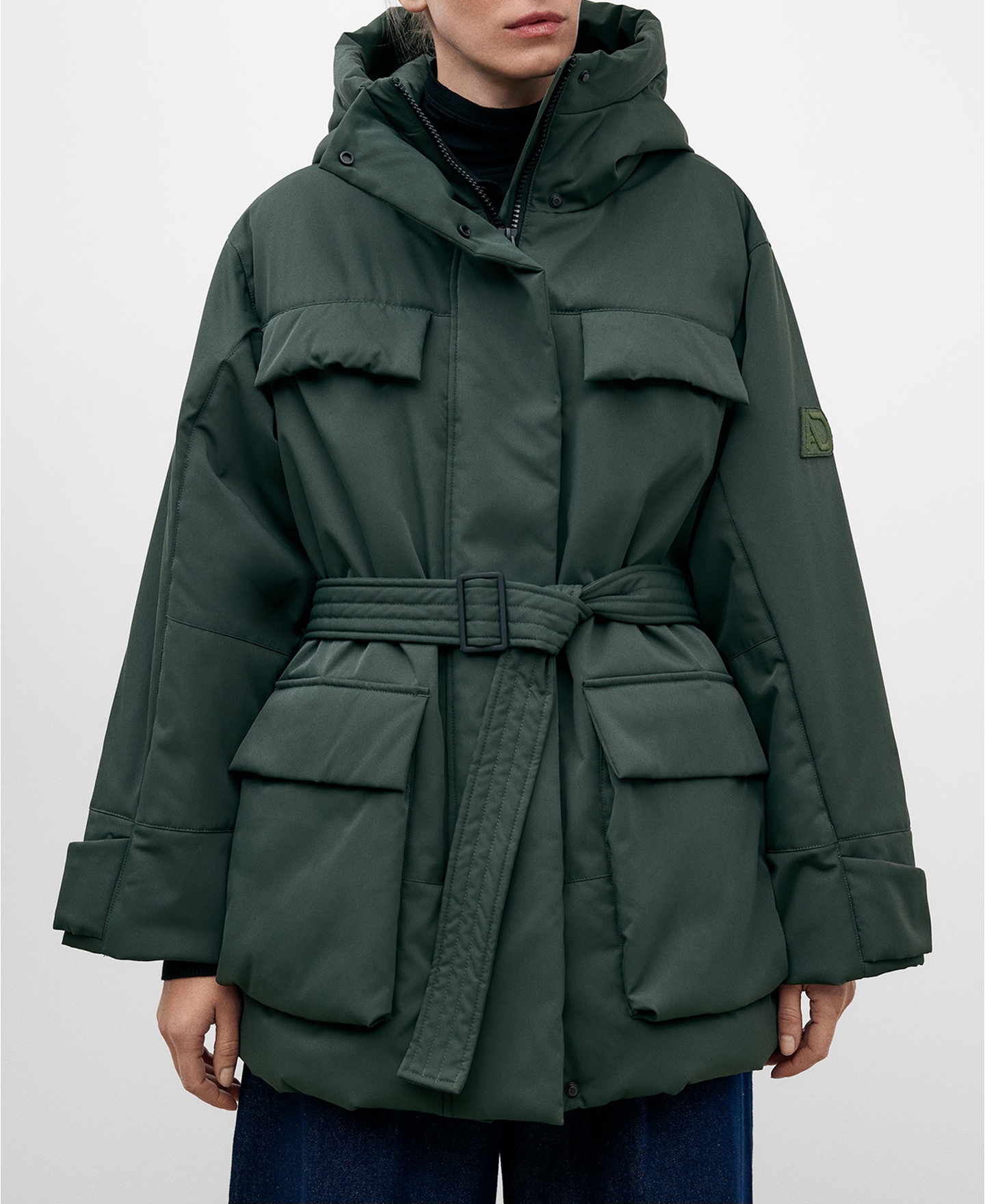 Parka en poliéster reciclado verde mujer image number 0