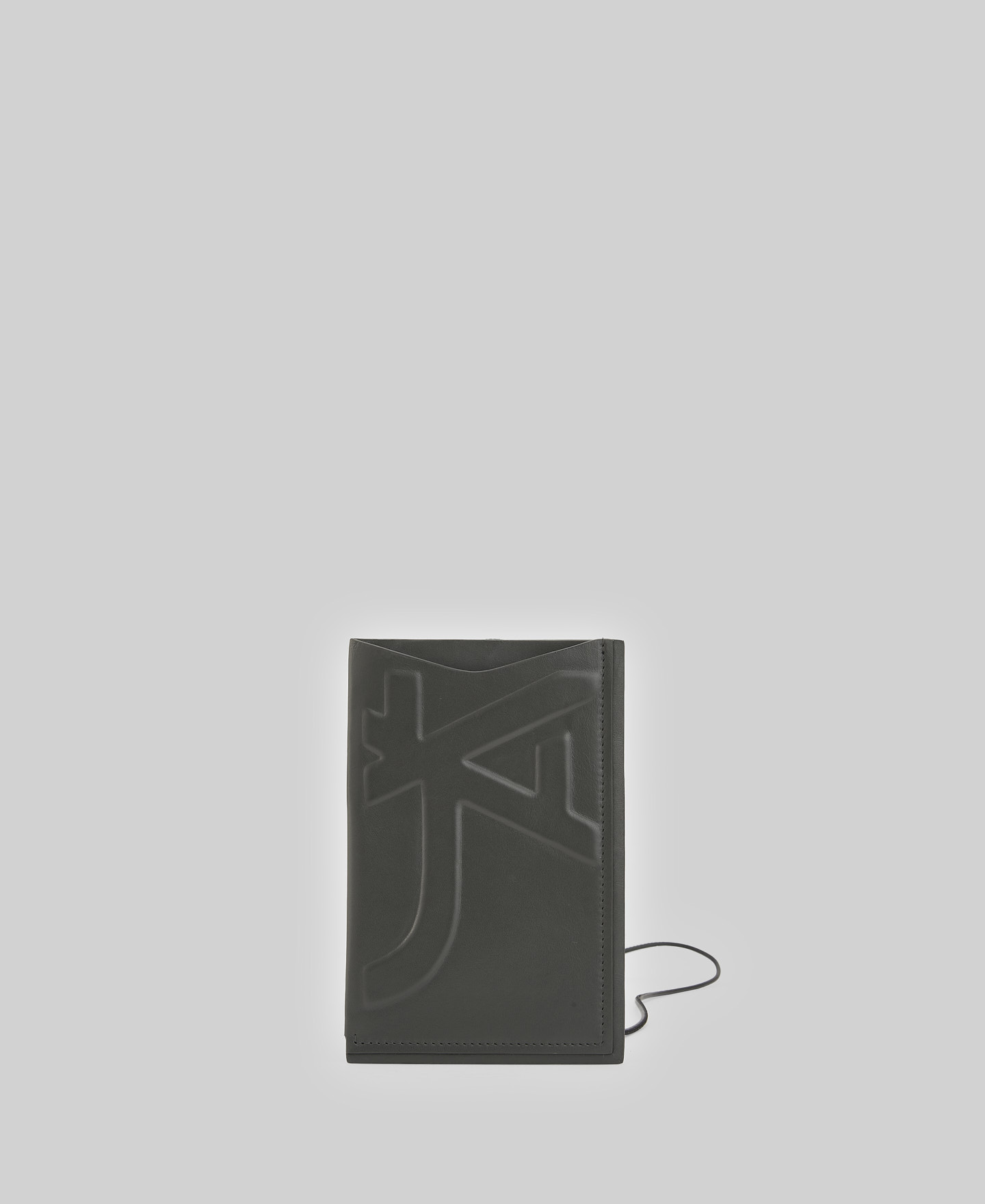 Leather maxi logo phone holder woman image number 0