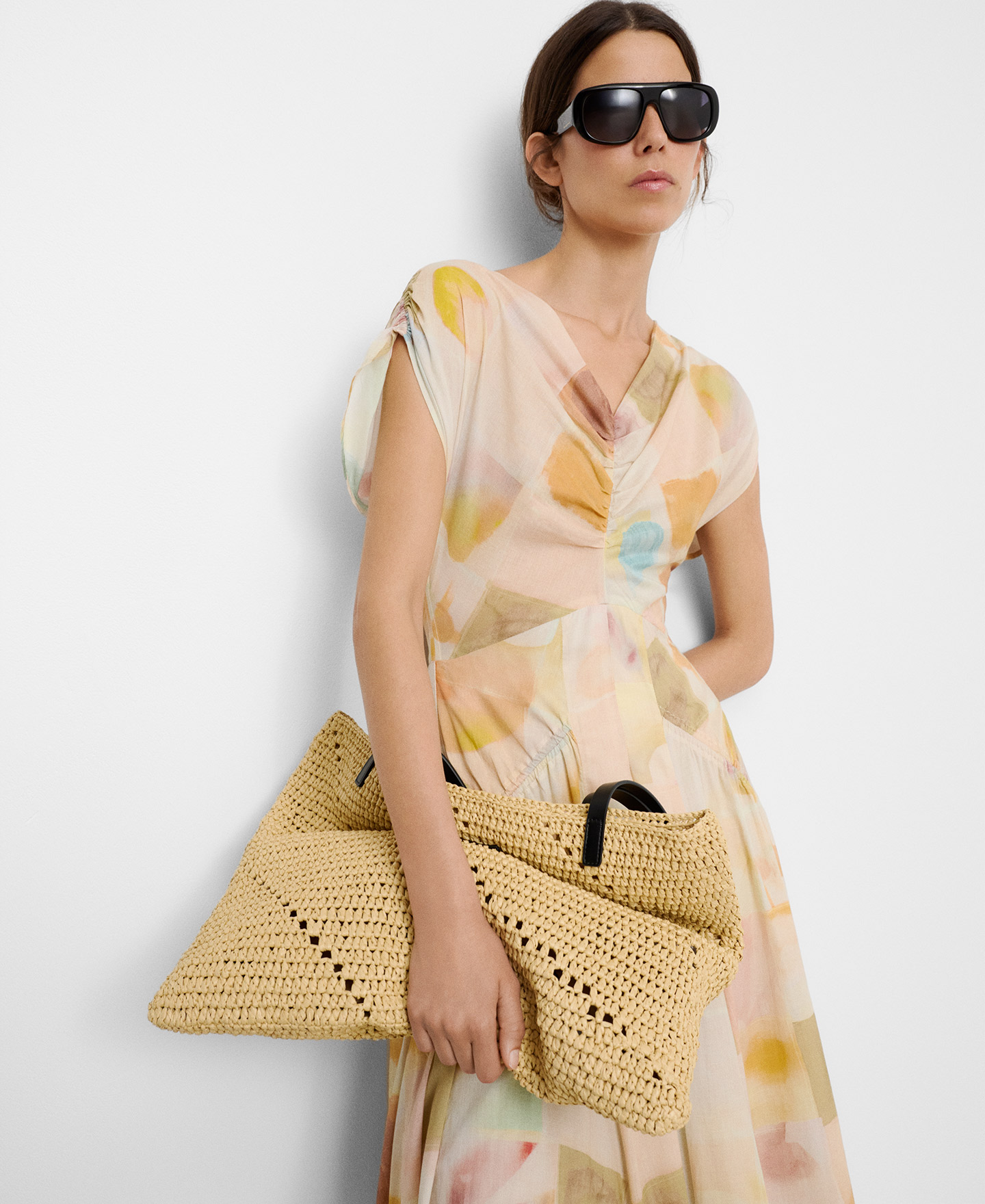 Cotton ruched printed dress image number 3