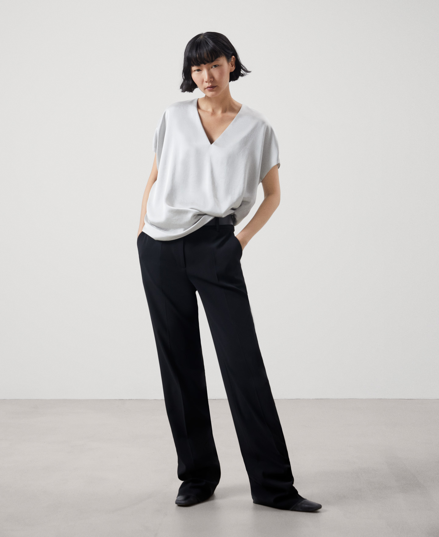 Draped V-neck top image number 1