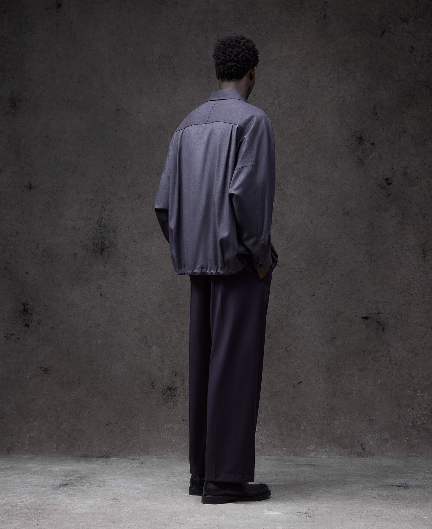 Melange grey overshirt man image number 2