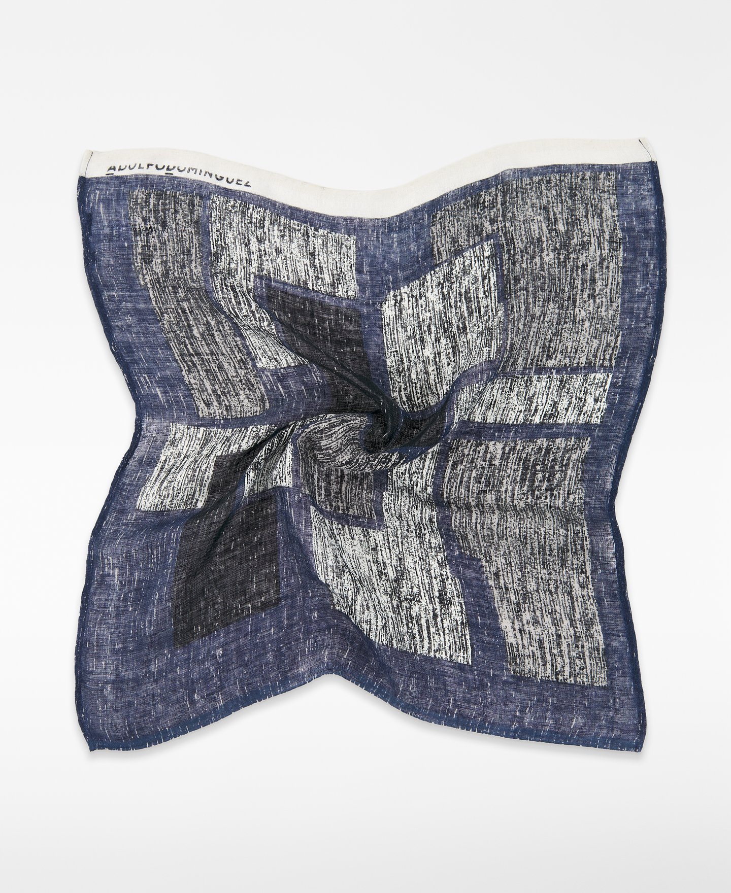European linen printed scarf man image number 1