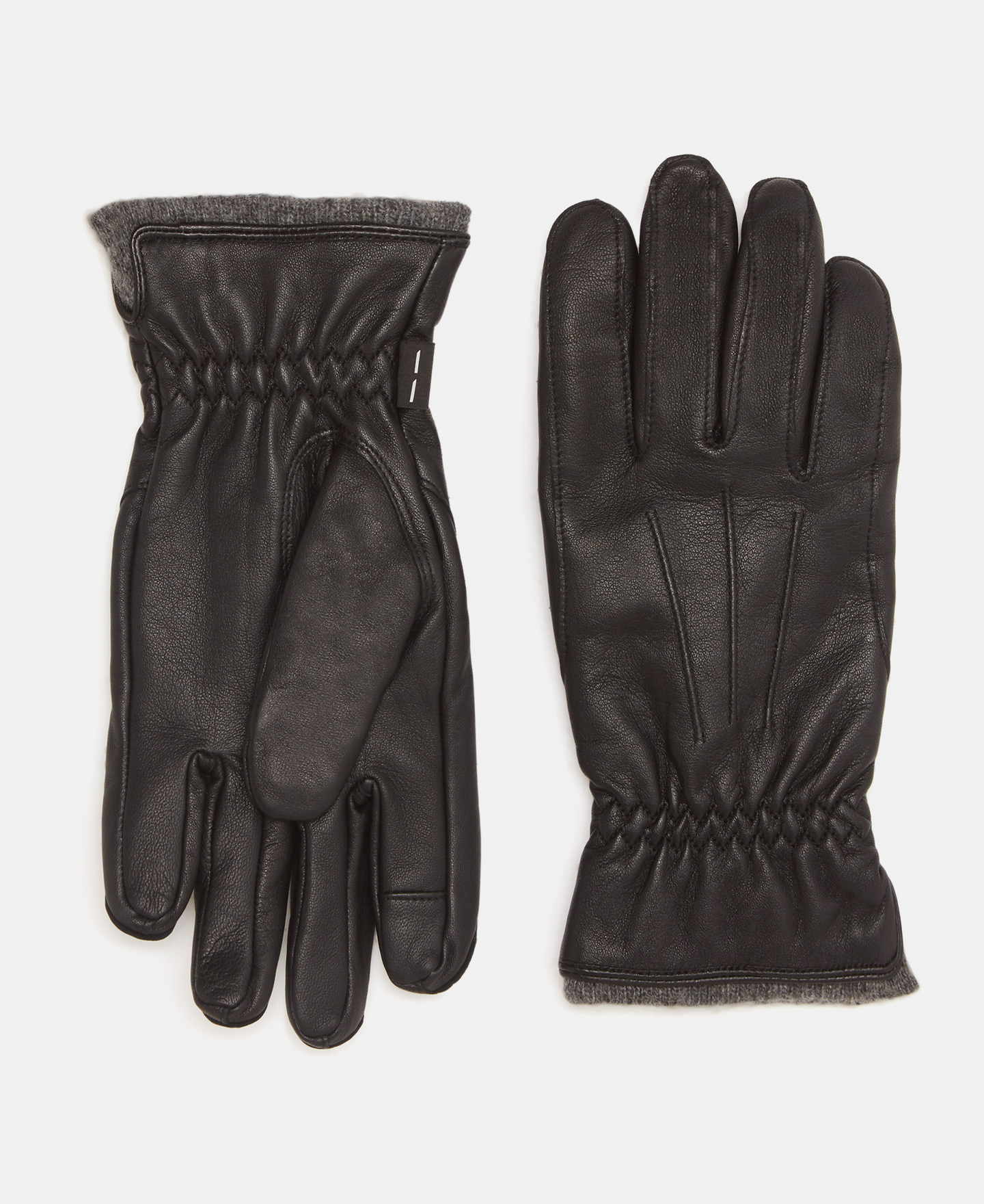 Leather gloves with knitted lining image number 0