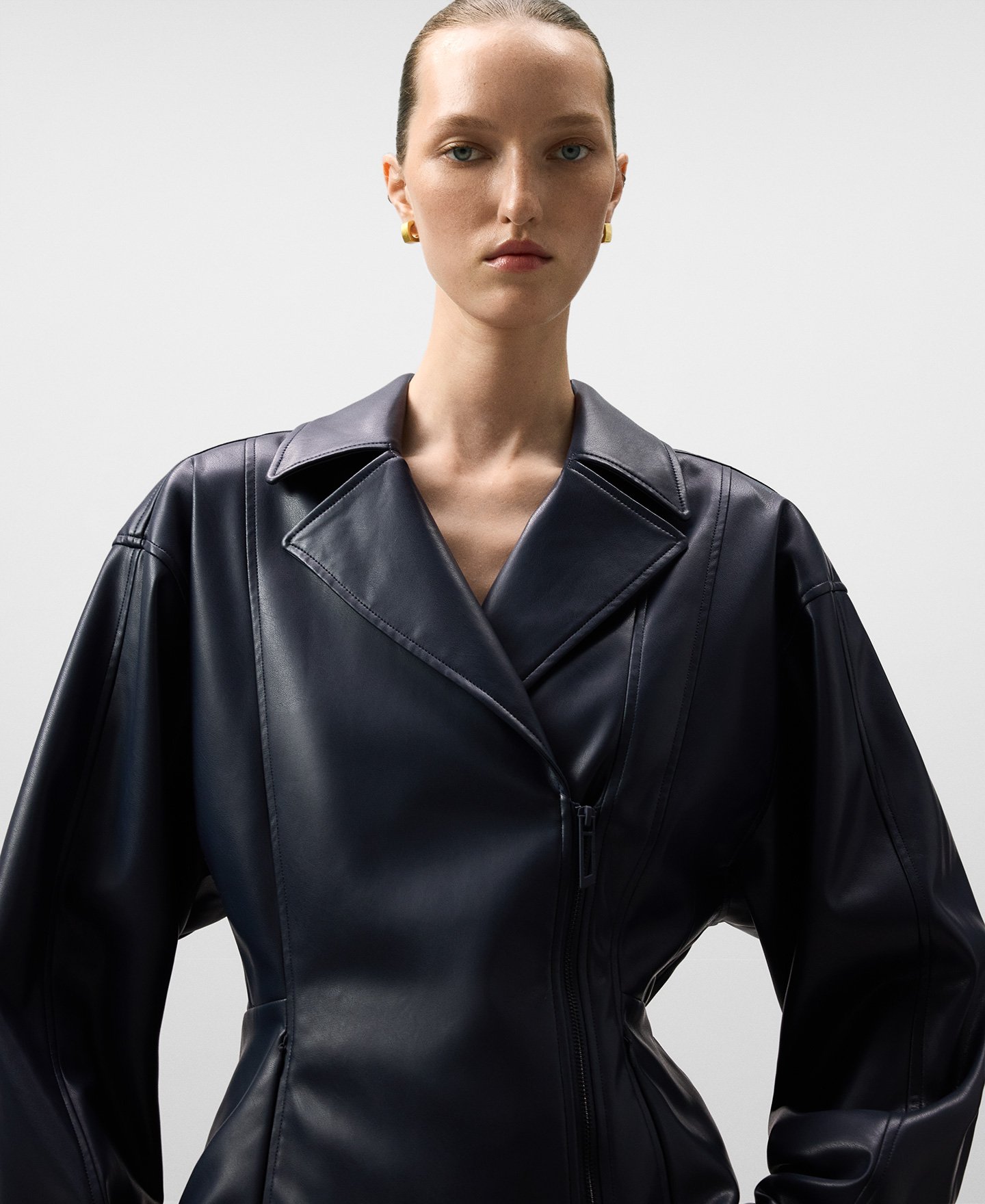 Leather-Non-Leather biker jacket woman image number 3