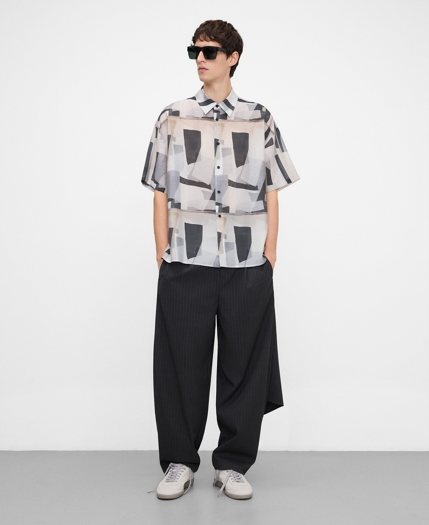 Printed oversize shirt man image number 1