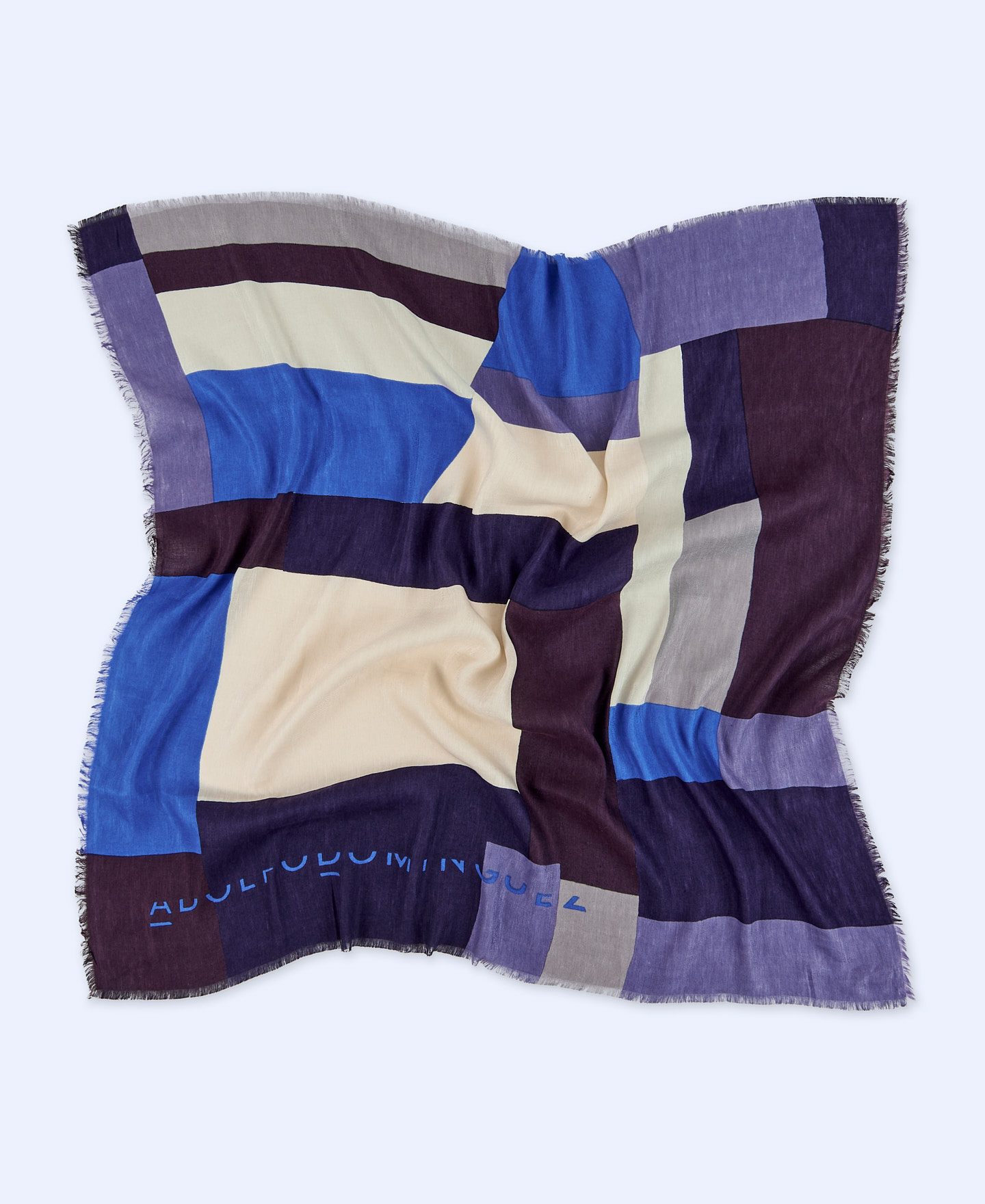 European linen Color Block printed shawl image number 1