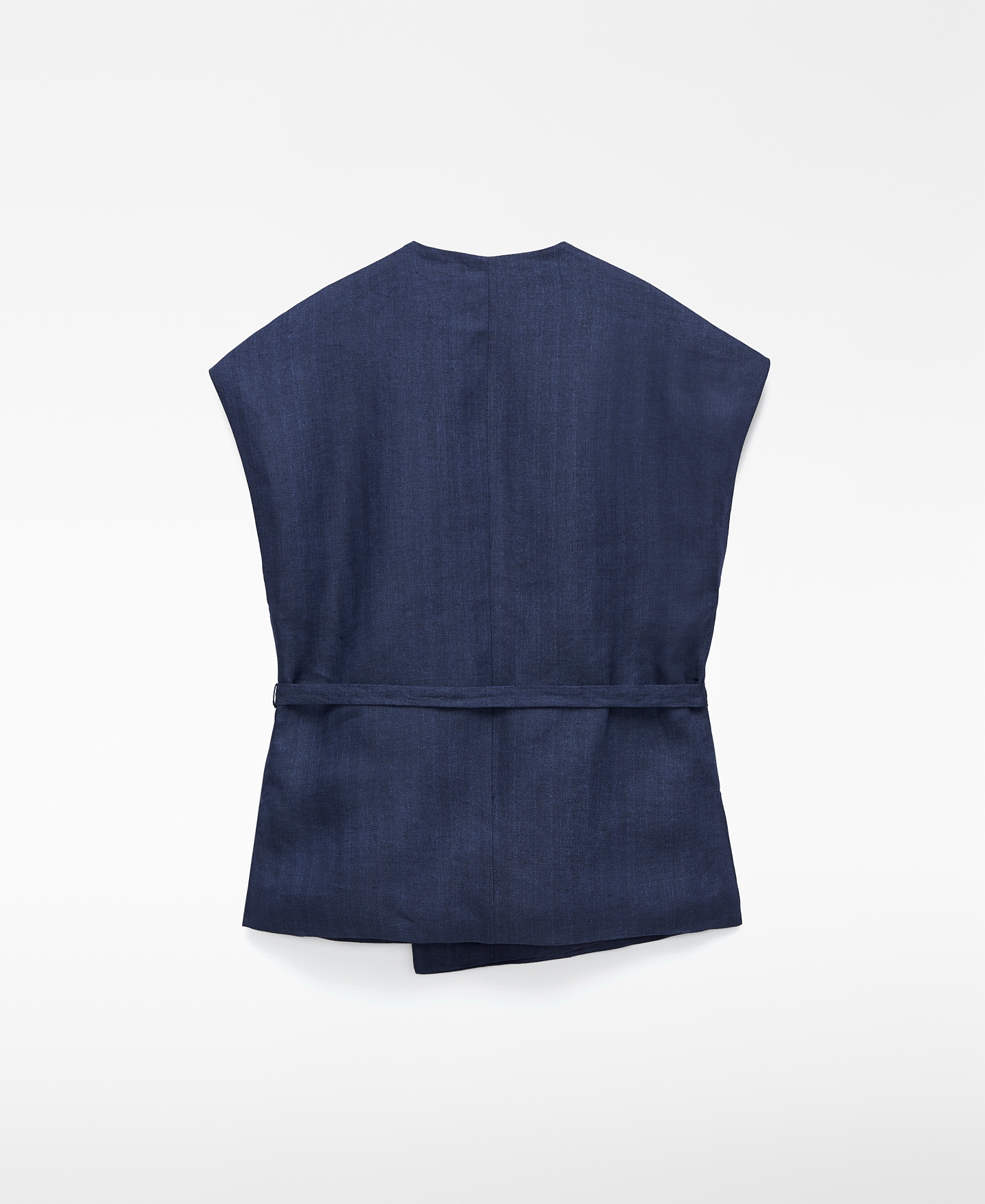 European linen wrap top with belt image number 5