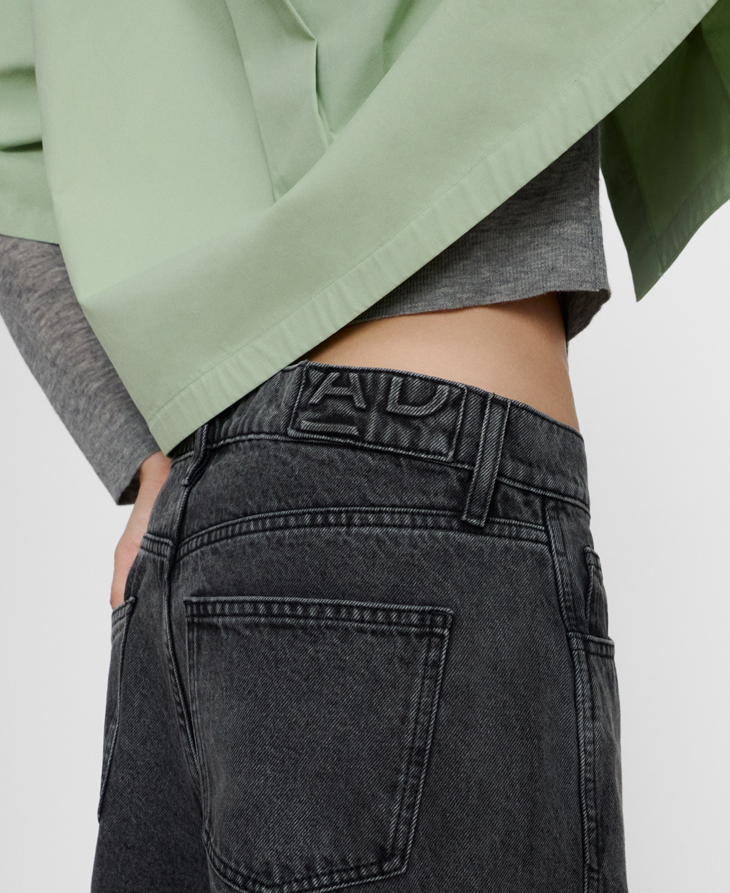 Straight washed denim trousers image number 3