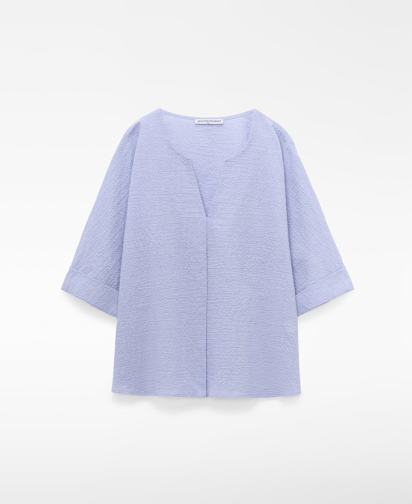 Cotton seersucker V-neckline blouse image number 0